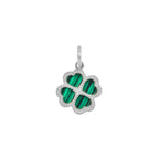 Charm Quadrifoglio in Oro e Malachite in oro bianco | Facco Gioielli