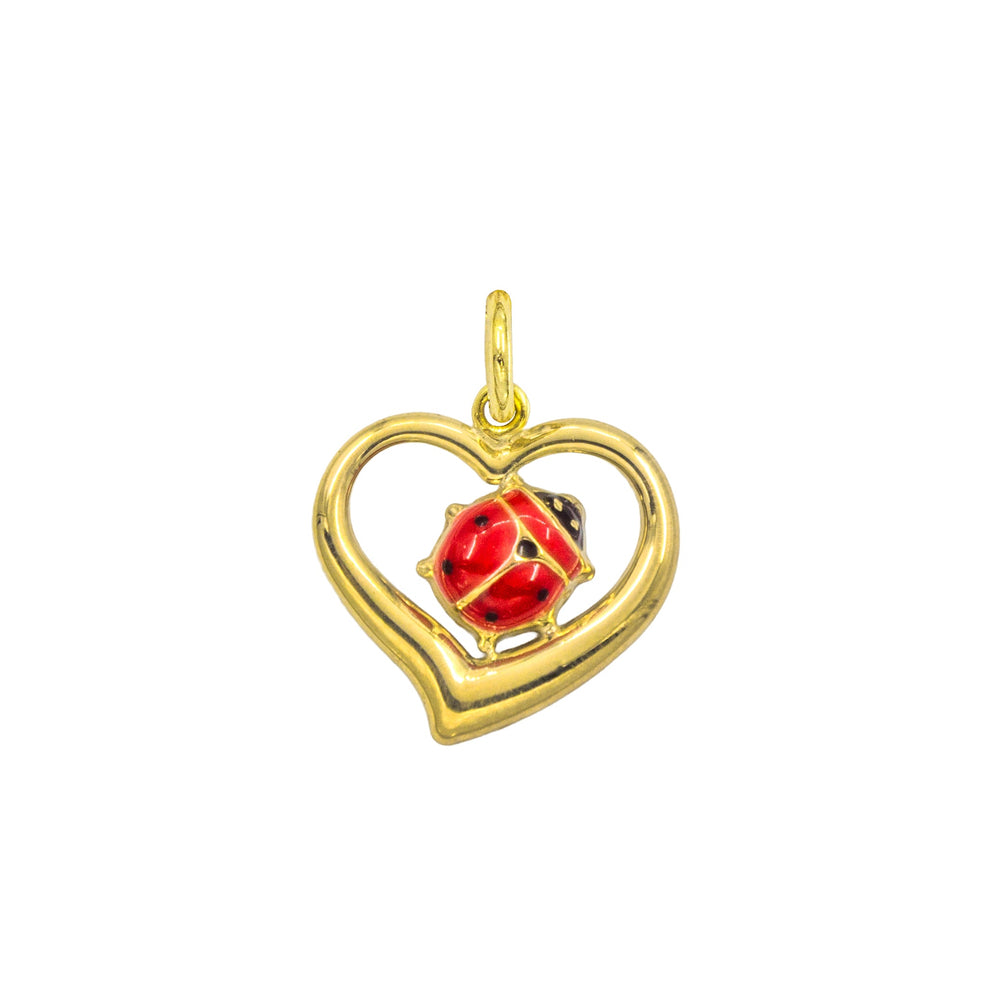 Charm Cuore Coccinella in Oro e Smalto Rosso in oro giallo | Facco Gioielli
