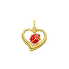 Gold Ladybird Heart Charm with Red Enamel in yellow gold | Facco Gioielli