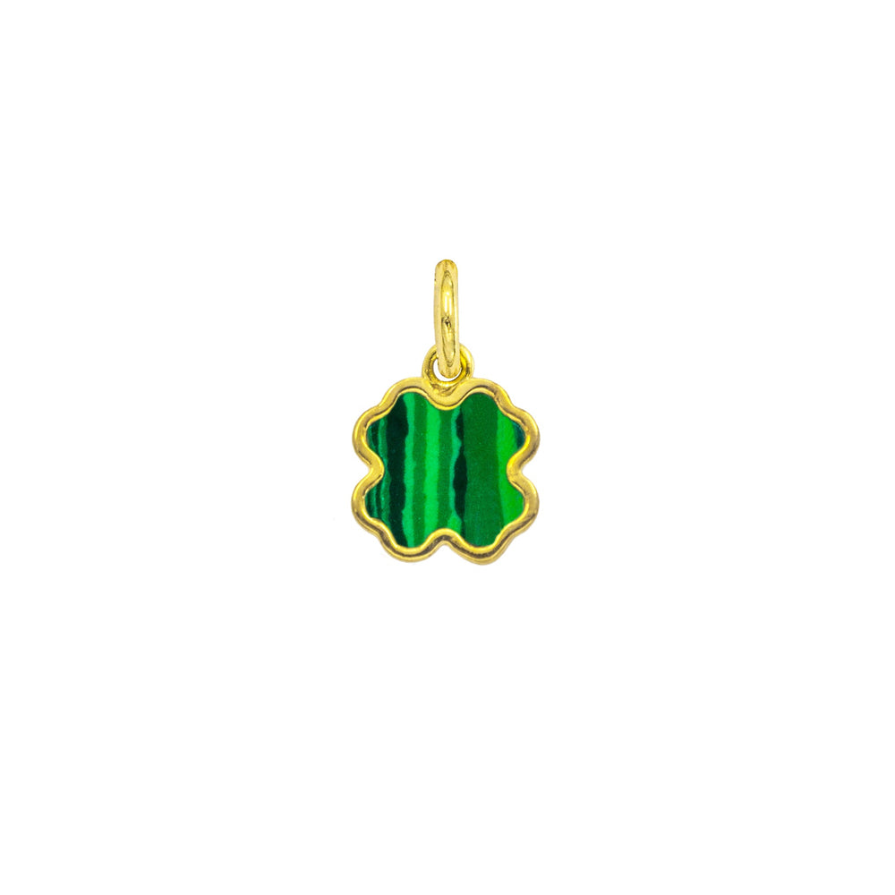Charm Quadrifoglio in Oro e Malachite in oro giallo | Facco Gioielli
