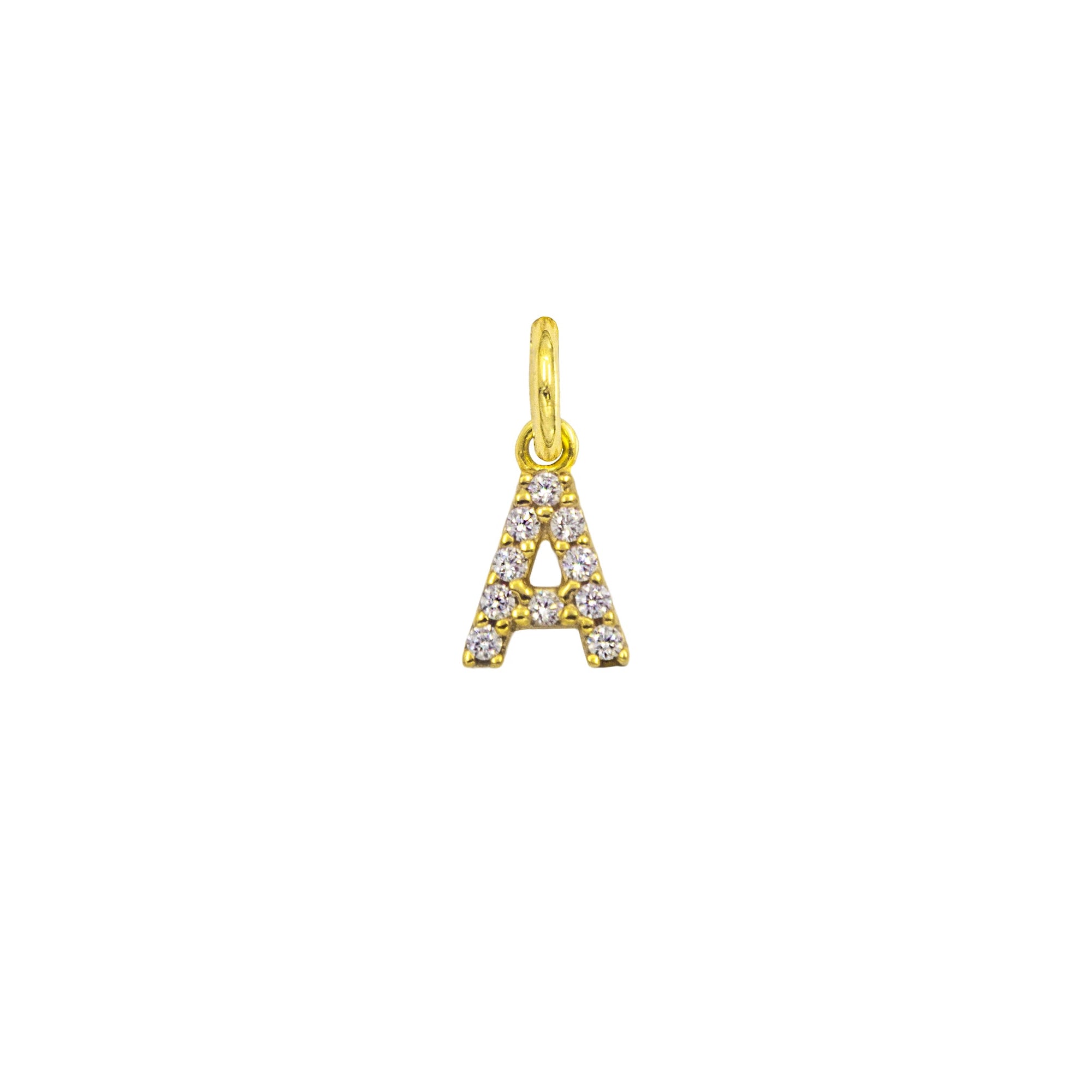Charm Lettera A in Oro e Zirconi