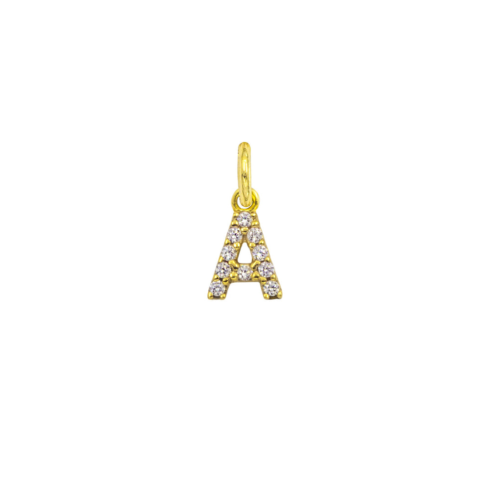 Charm Lettera in Oro e Zirconi – Modello 2 A Oro Giallo