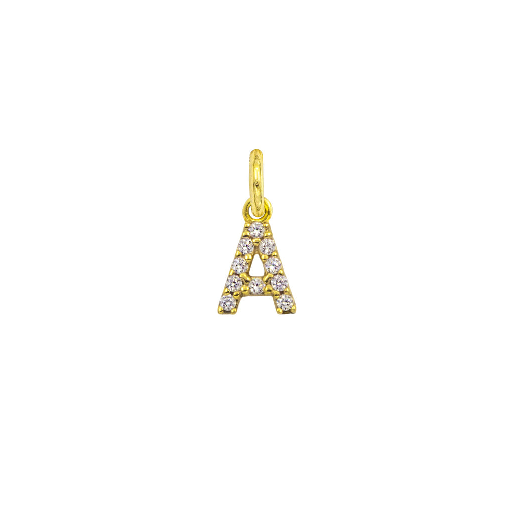 Charm Lettera in Oro e Zirconi – Modello 2 A Oro Giallo