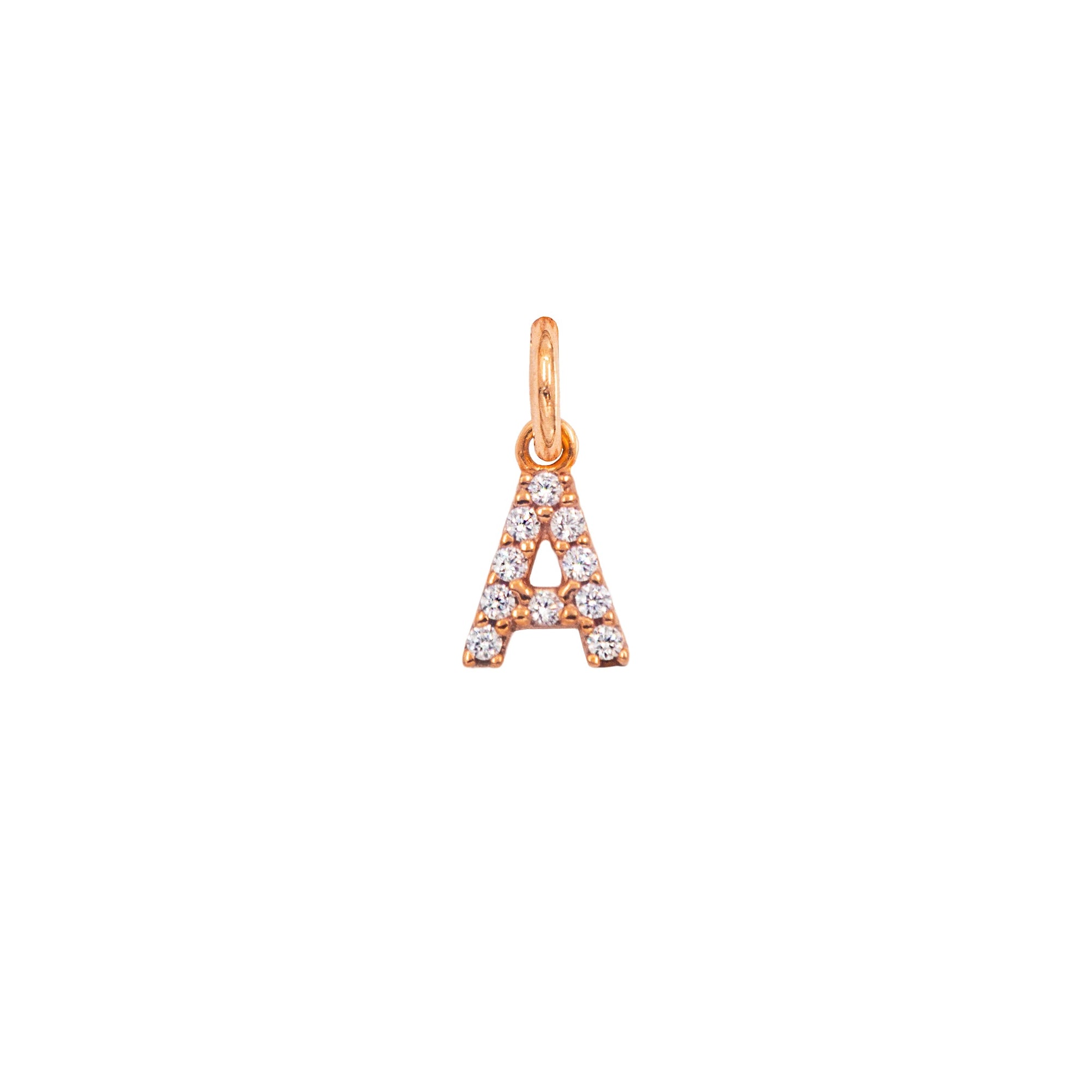 Charm Lettera A in Oro e Zirconi