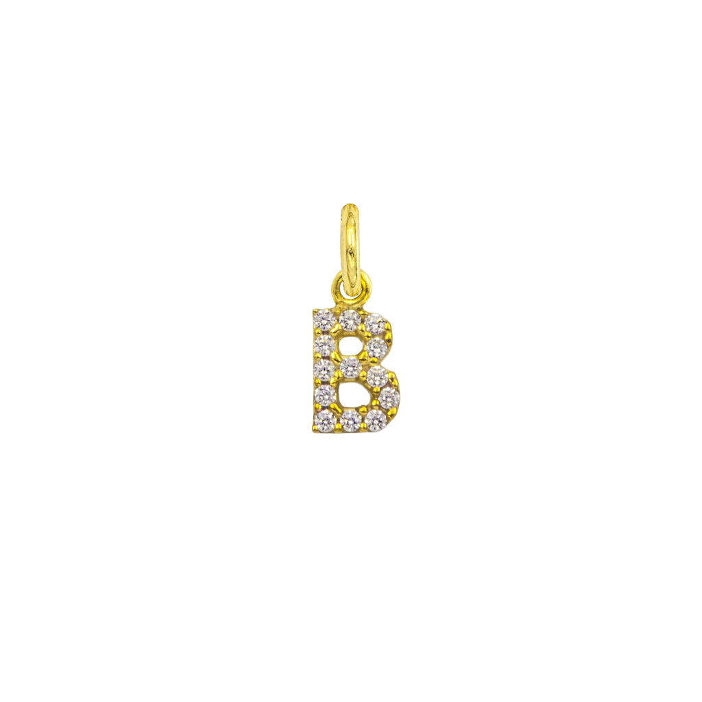 Charm Lettera in Oro e Zirconi – Modello 2 B Oro Giallo