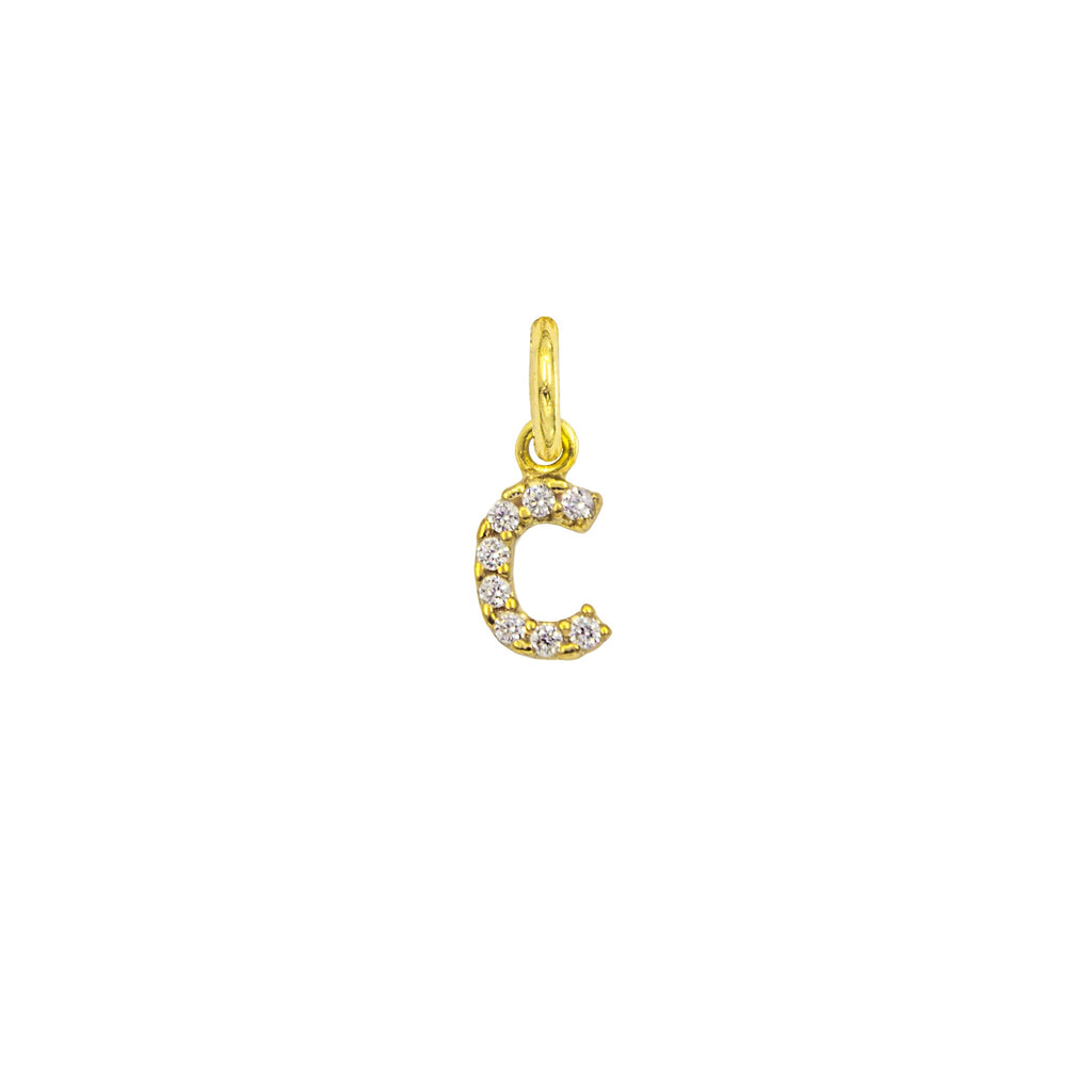 Charm Lettera in Oro e Zirconi – Modello 2 C Oro Giallo