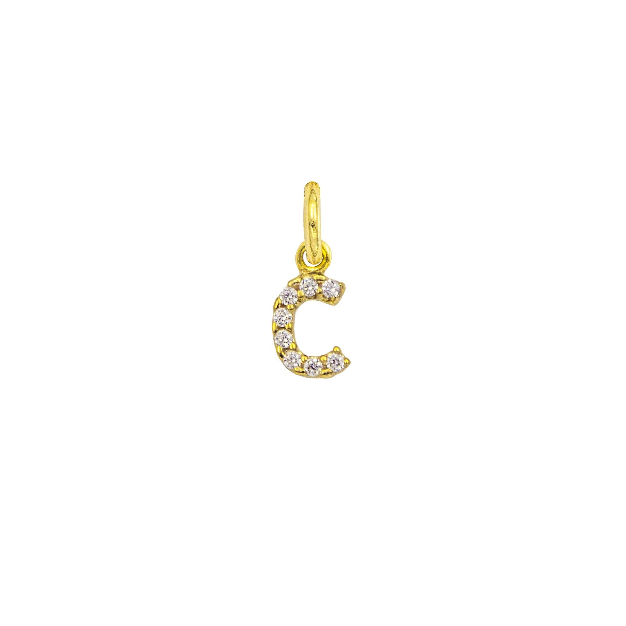 Charm Lettera C in Oro e Zirconi