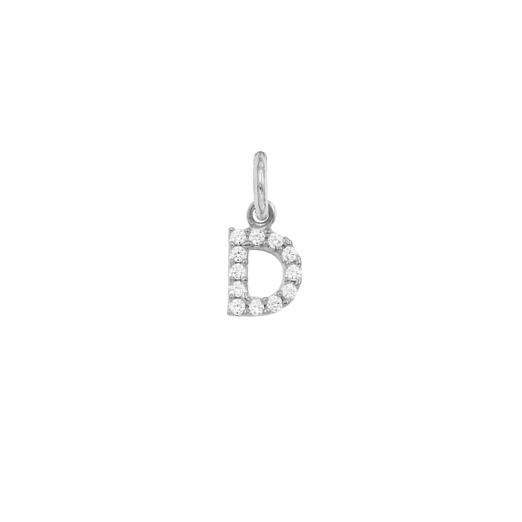 Charm Lettera in Oro e Zirconi – Modello 2 D Oro Bianco
