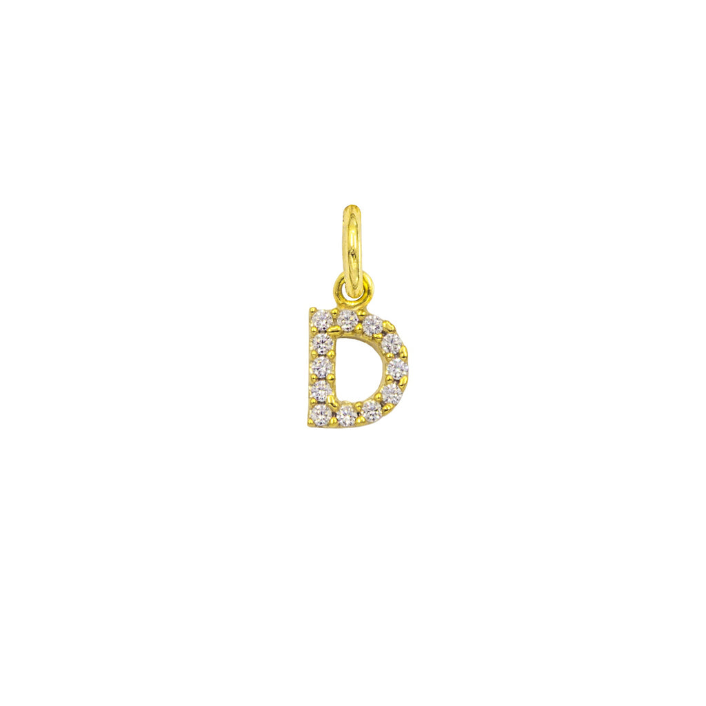 Charm Lettera in Oro e Zirconi – Modello 2 D Oro Giallo