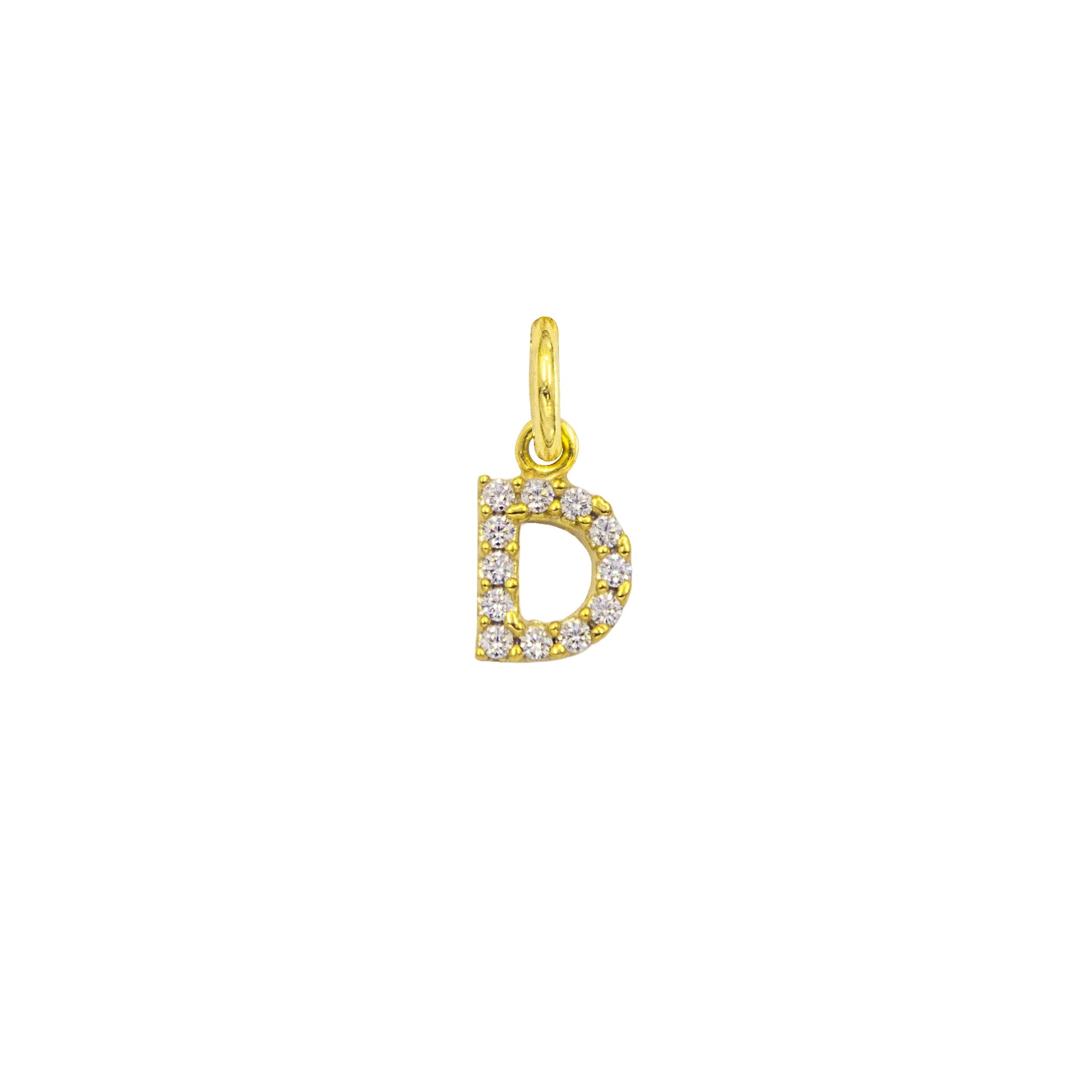 Charm Lettera D in Oro e Zirconi