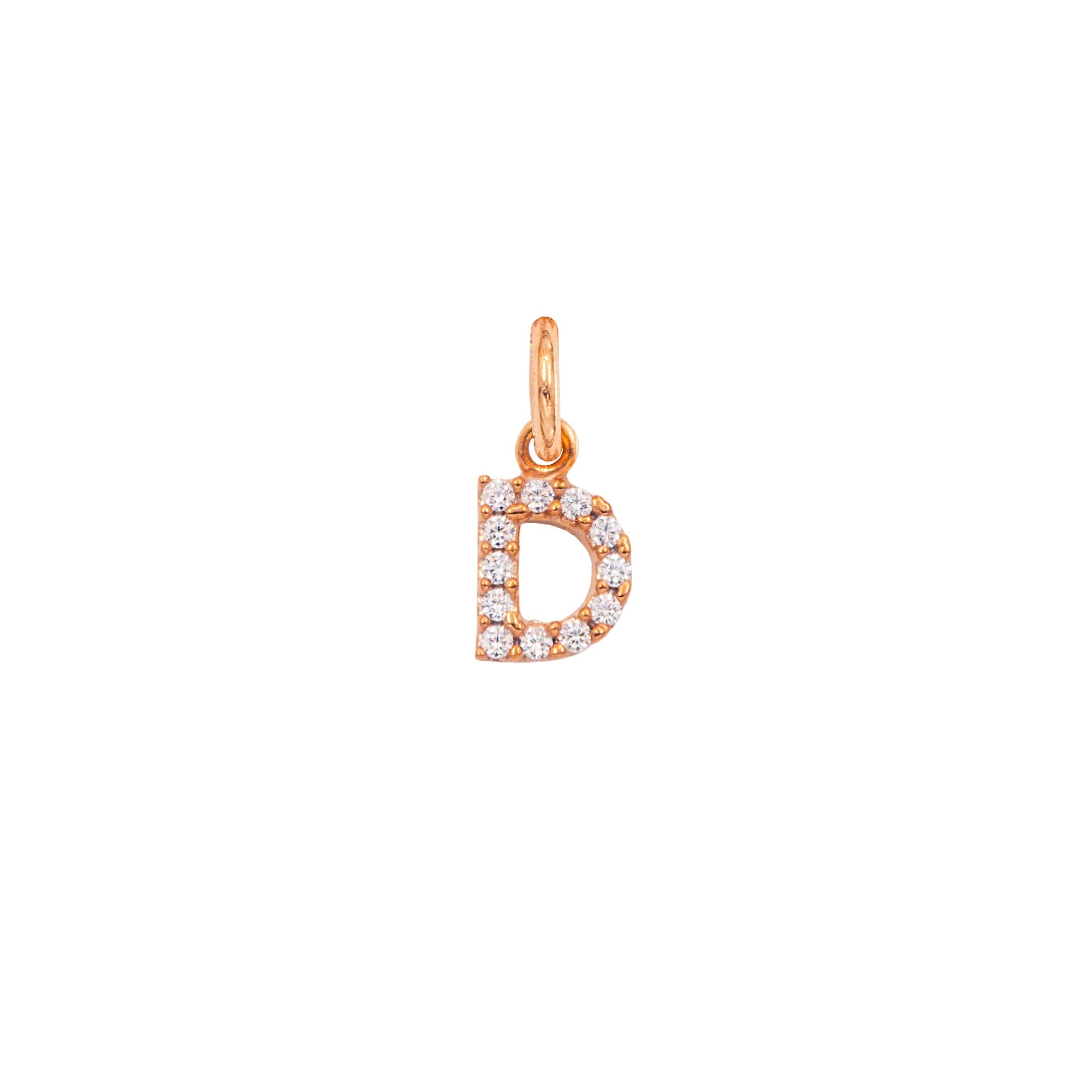 Charm Lettera D in Oro e Zirconi