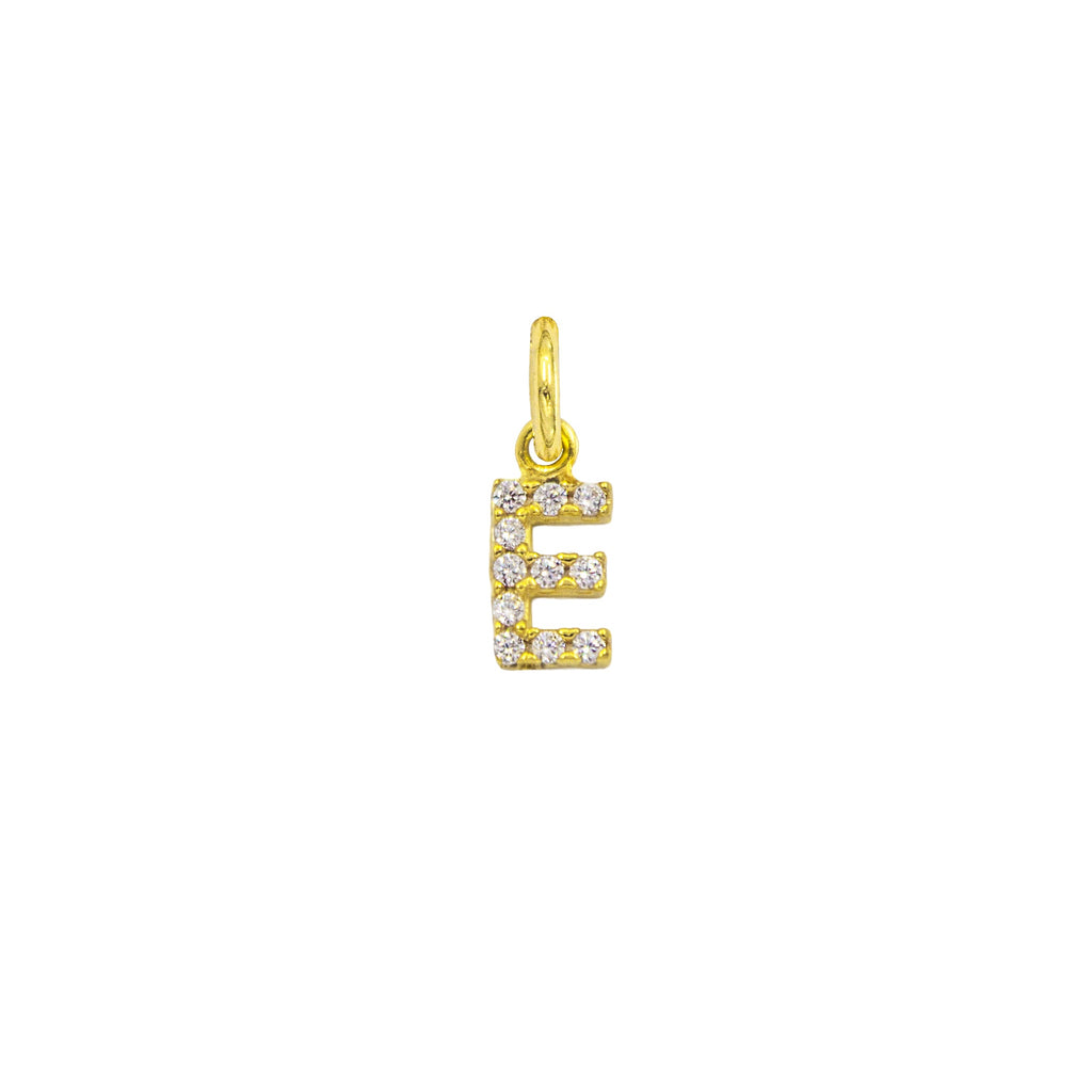 Charm Lettera in Oro e Zirconi – Modello 2 E Oro Giallo