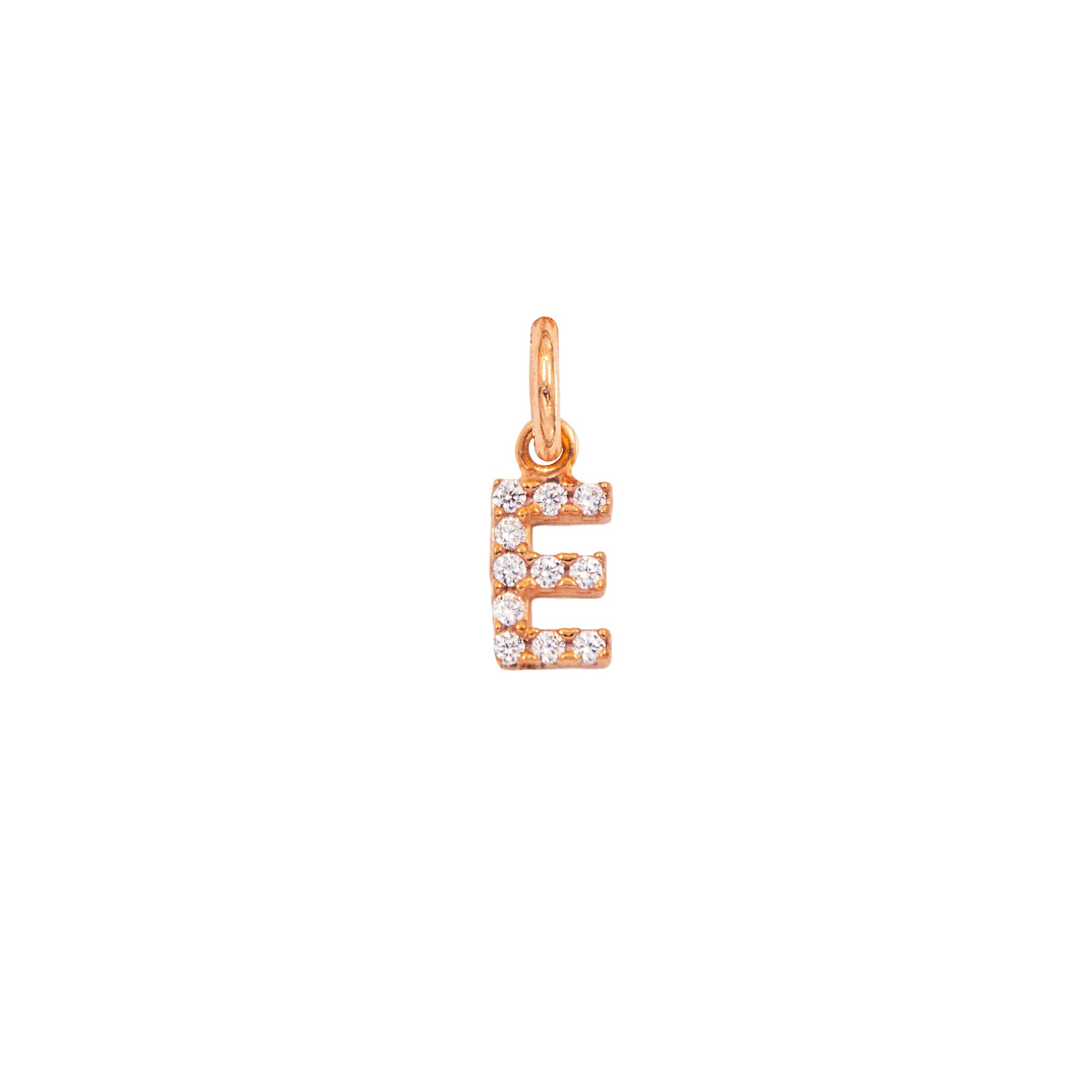 Charm Lettera E in Oro e Zirconi