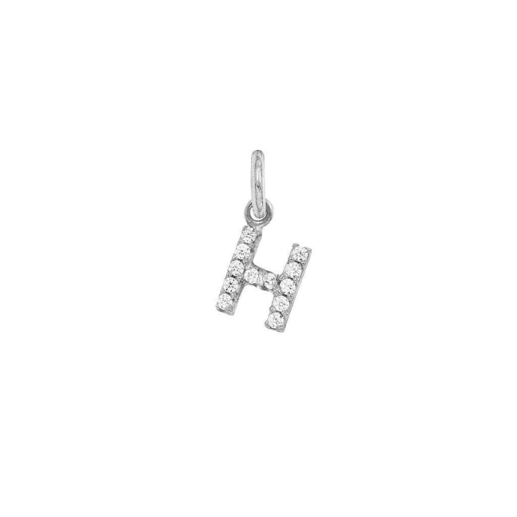 Charm Lettera in Oro e Zirconi – Modello 2 H Oro Bianco