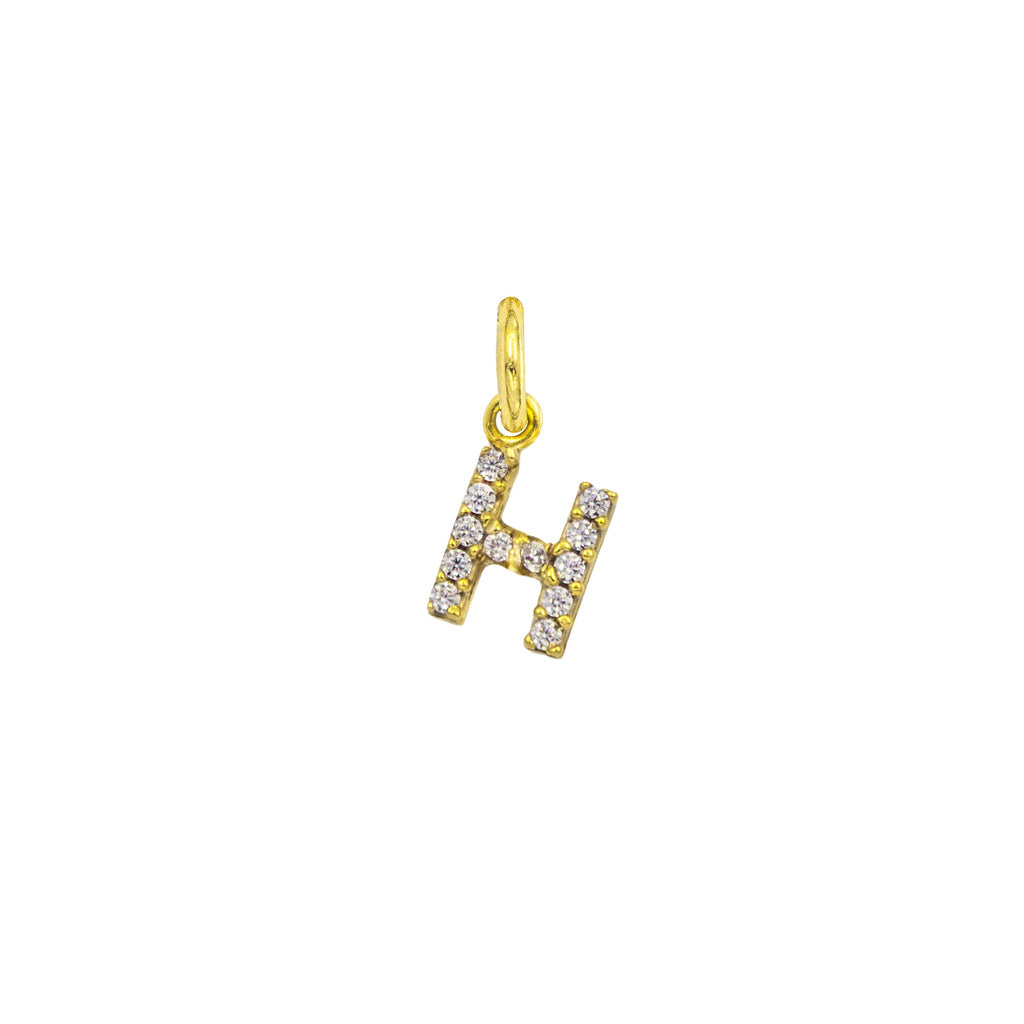 Charm Lettera in Oro e Zirconi – Modello 2 H Oro Giallo