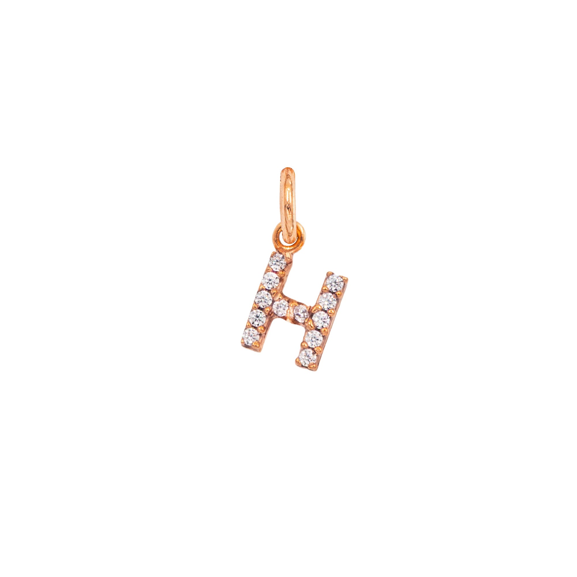 Charm Lettera H in Oro e Zirconi