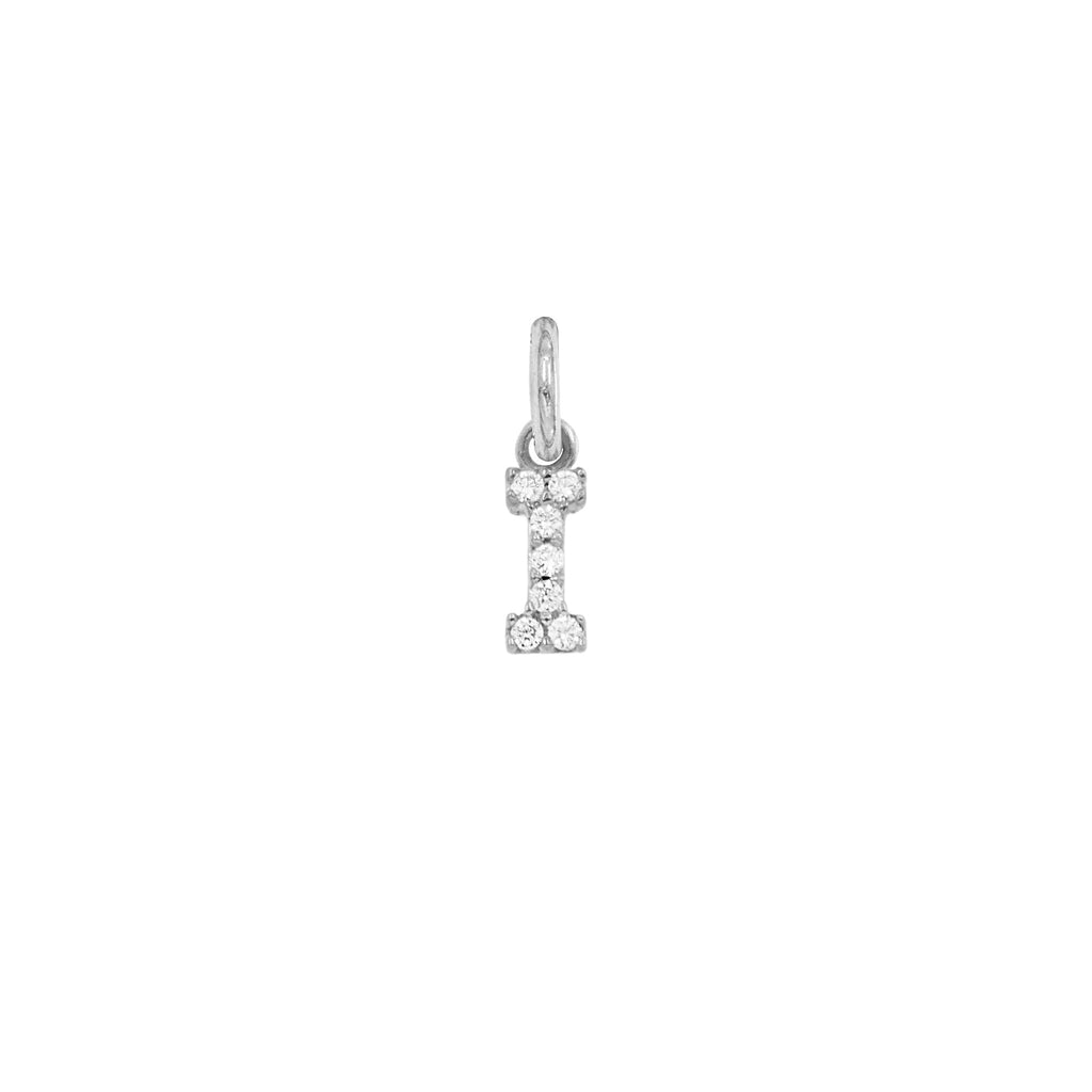 Charm Lettera in Oro e Zirconi – Modello 2 I Oro Bianco