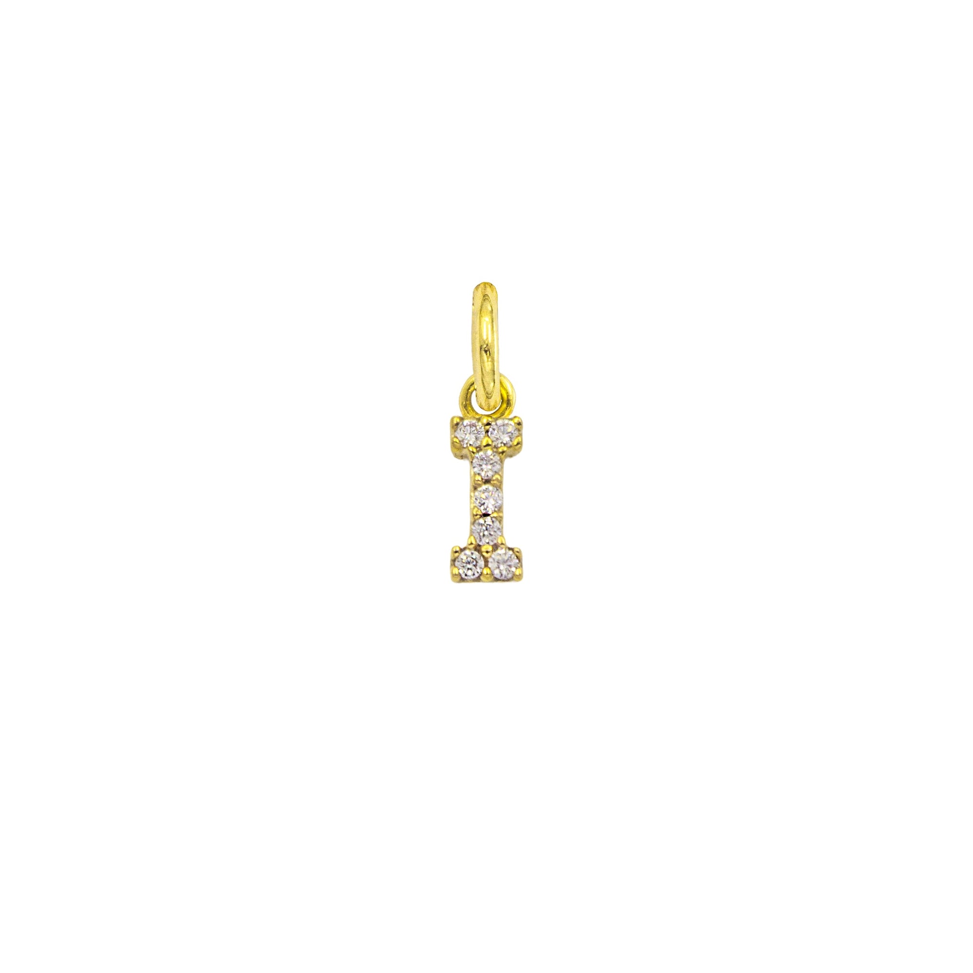 Charm Lettera I in Oro e Zirconi