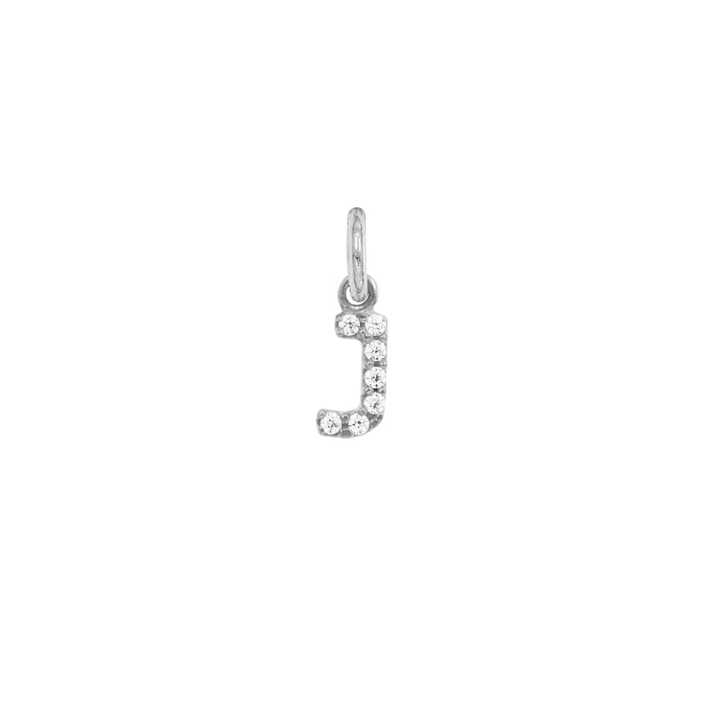 Charm Lettera in Oro e Zirconi – Modello 2 J Oro Bianco
