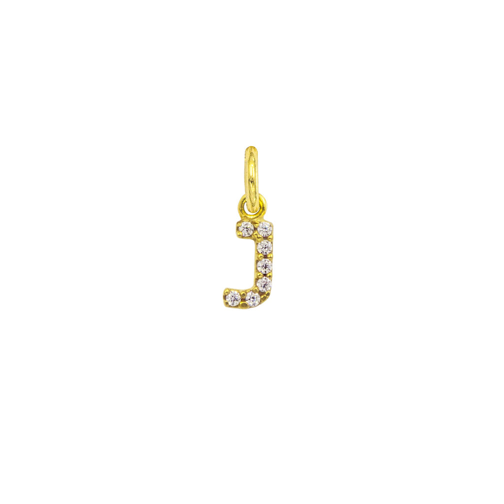 Charm Lettera in Oro e Zirconi – Modello 2 J Oro Giallo
