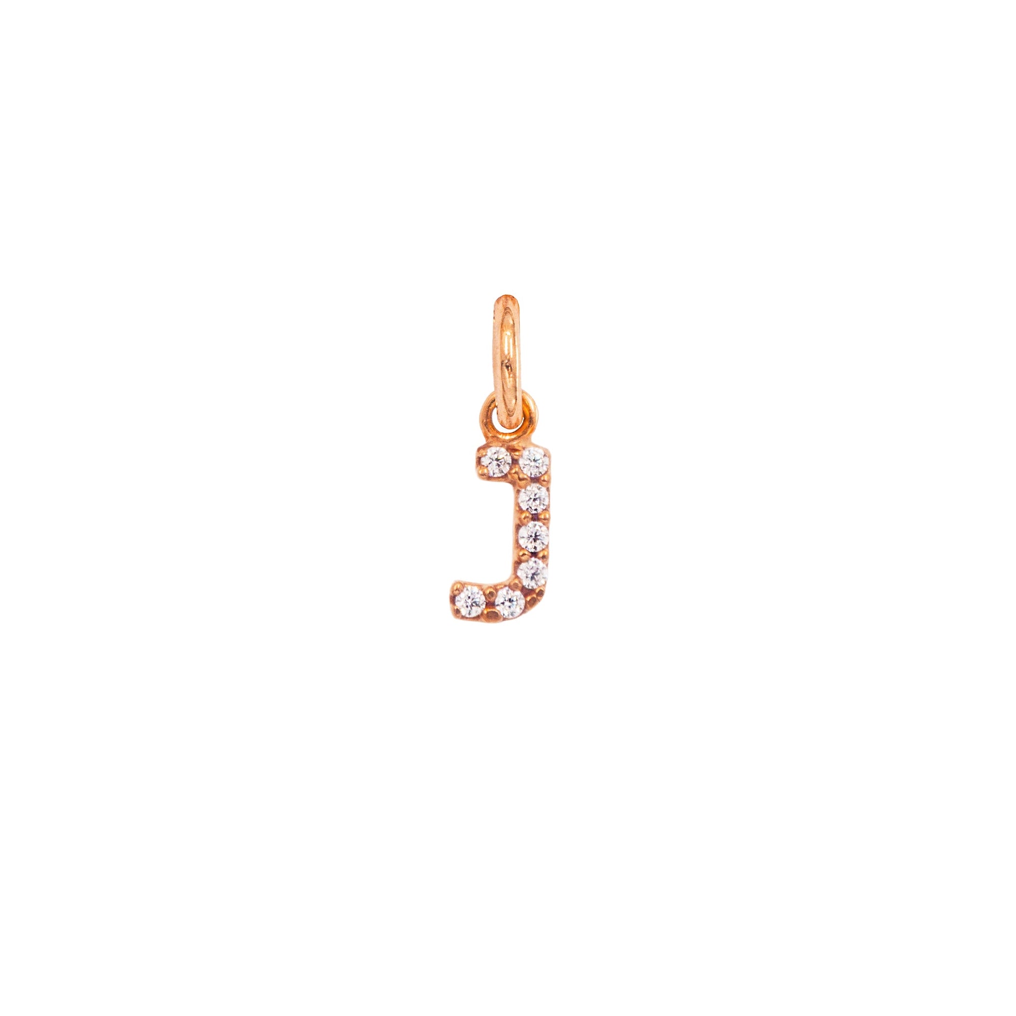 Charm Lettera J in Oro e Zirconi