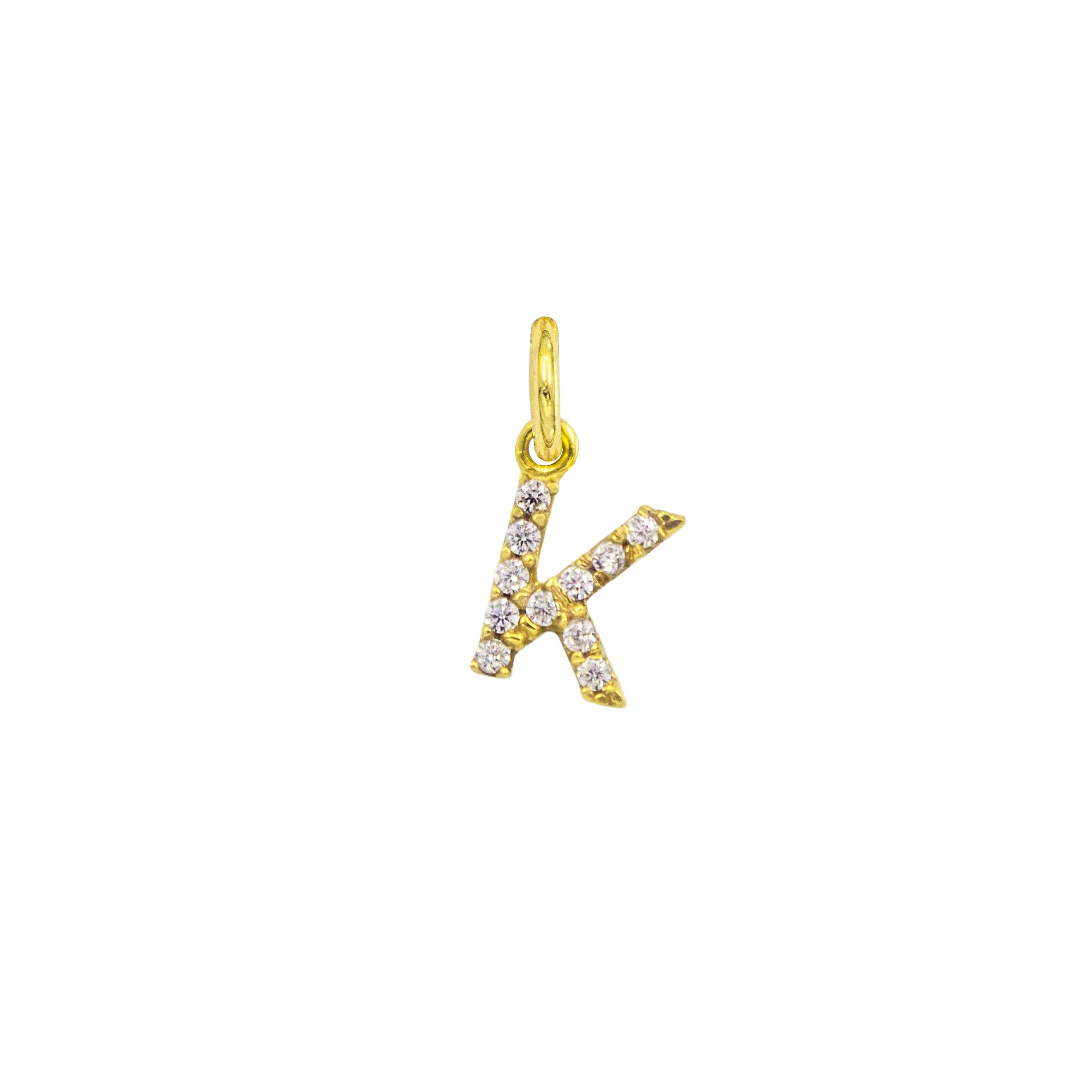 Charm Lettera K in Oro e Zirconi