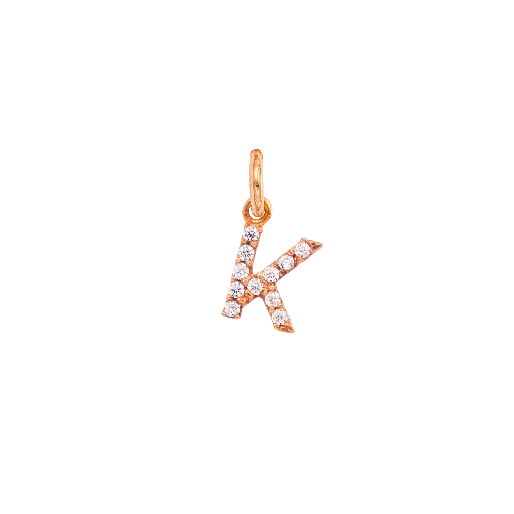 Charm Lettera K in Oro e Zirconi