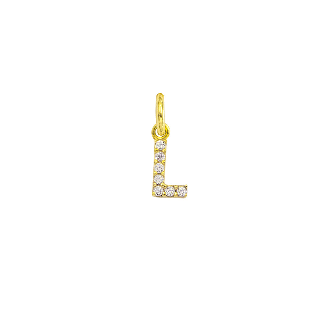 Charm Lettera in Oro e Zirconi – Modello 2 L Oro Giallo