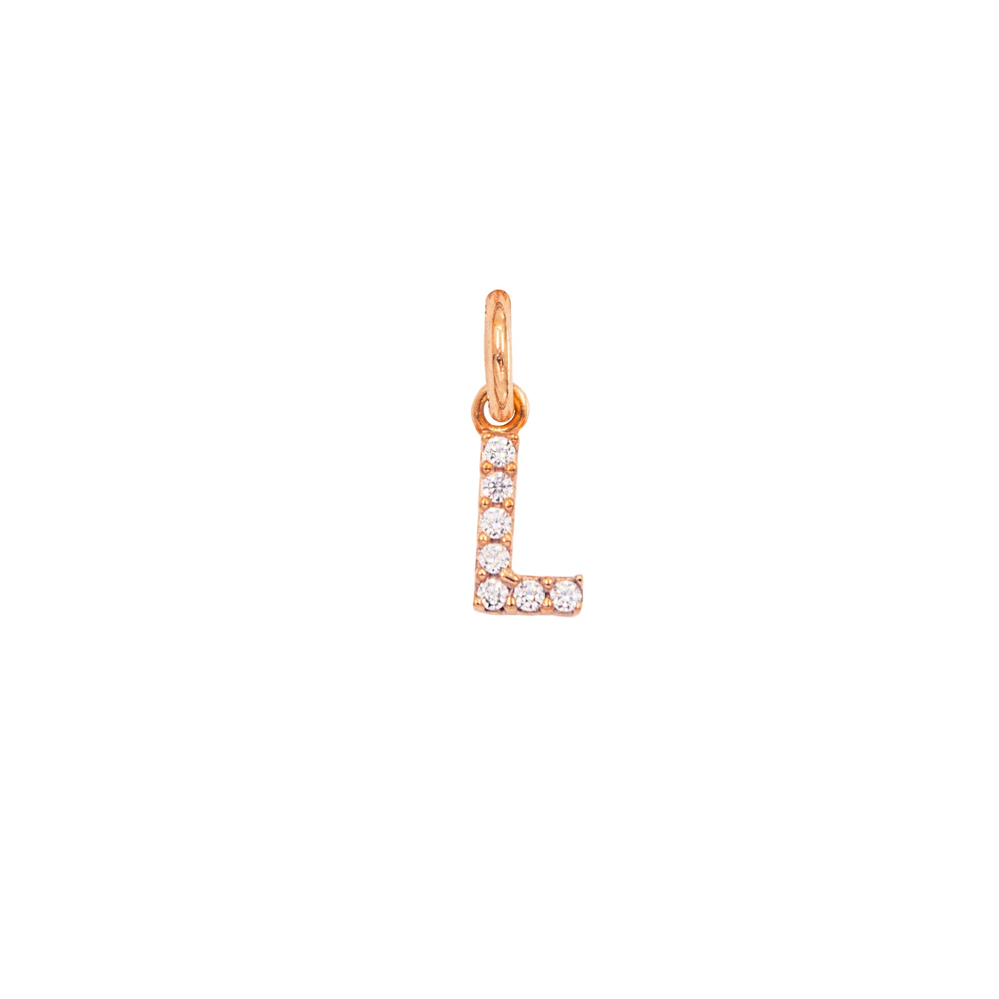 Charm Lettera L in Oro e Zirconi