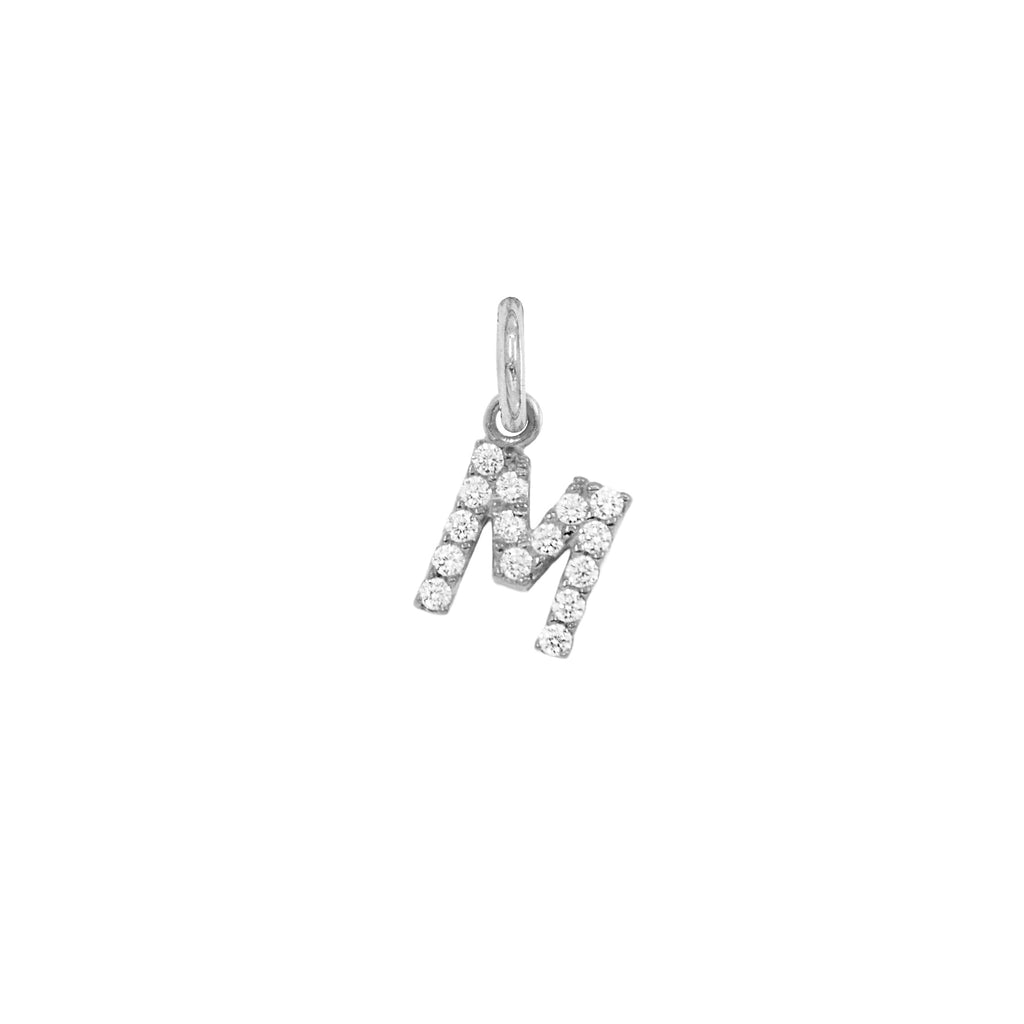 Charm Lettera in Oro e Zirconi – Modello 2 M Oro Bianco