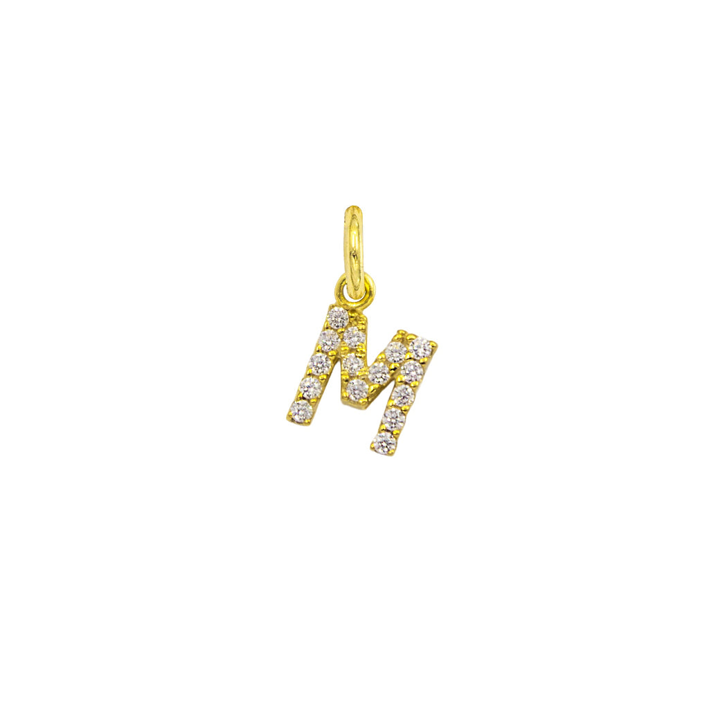 Charm Lettera in Oro e Zirconi – Modello 2 M Oro Giallo