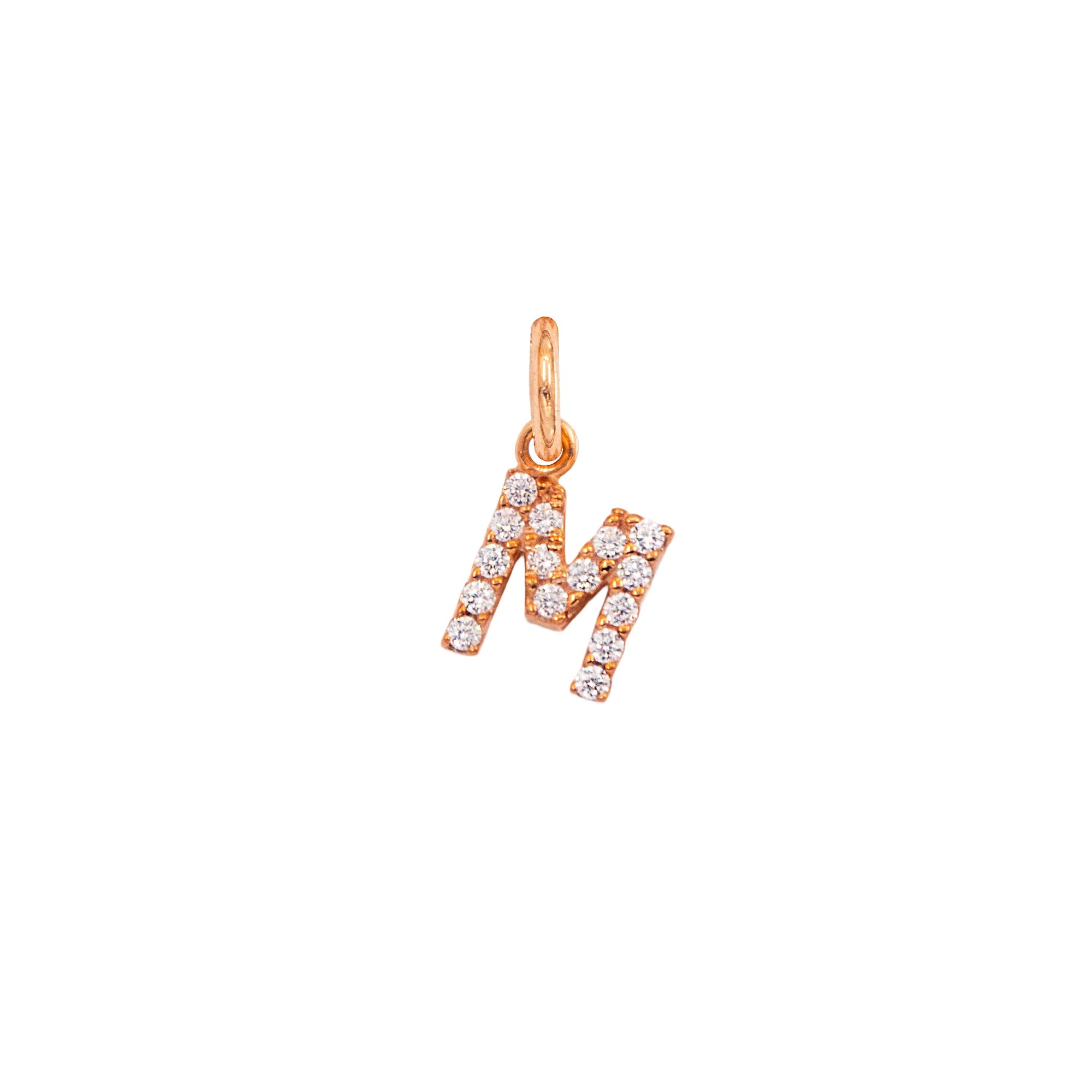 Charm Lettera M in Oro e Zirconi