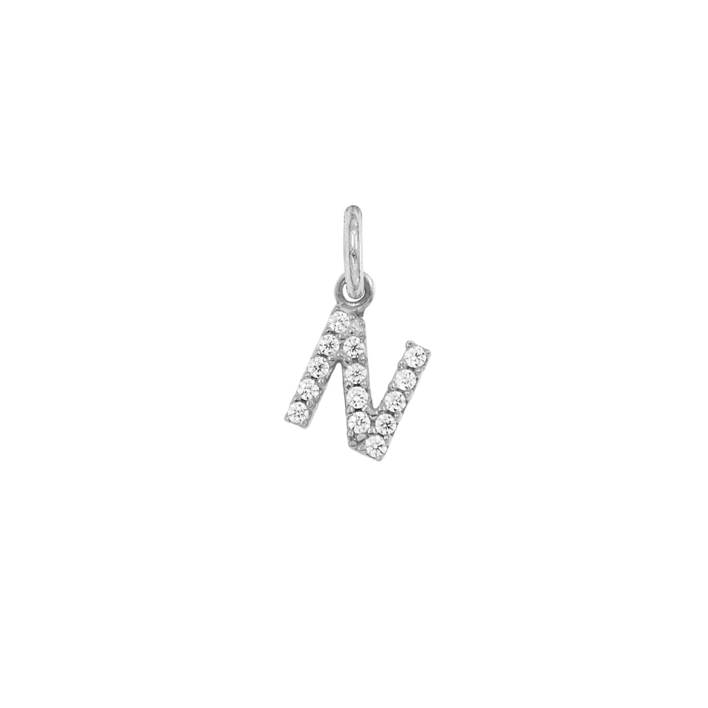 Charm Lettera in Oro e Zirconi – Modello 2 N Oro Bianco
