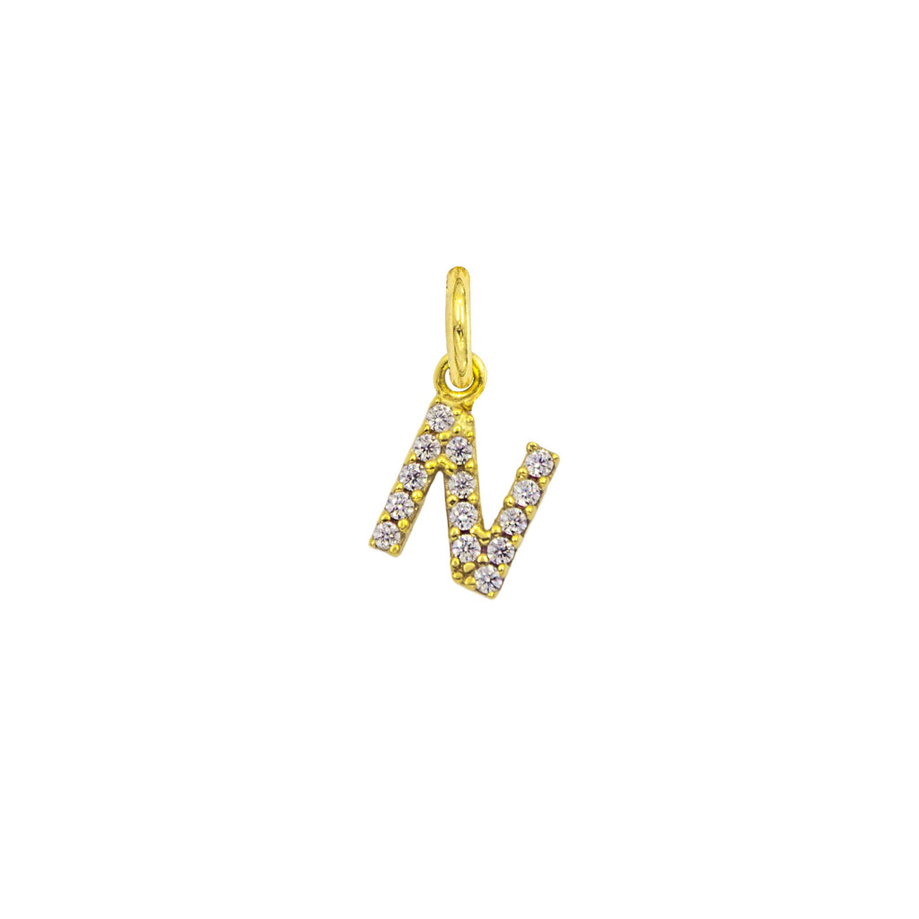 Charm Lettera in Oro e Zirconi – Modello 2 N Oro Giallo