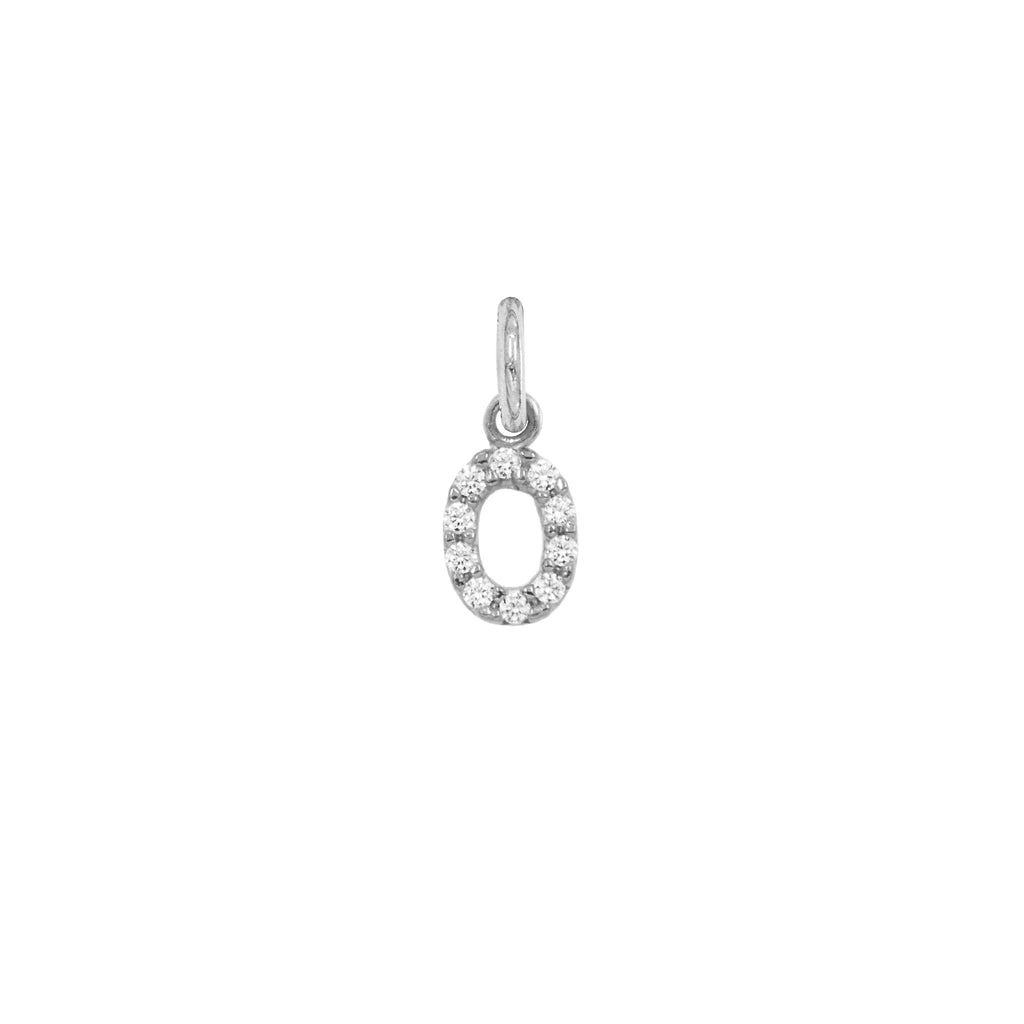 Charm Lettera in Oro e Zirconi – Modello 2 O Oro Bianco