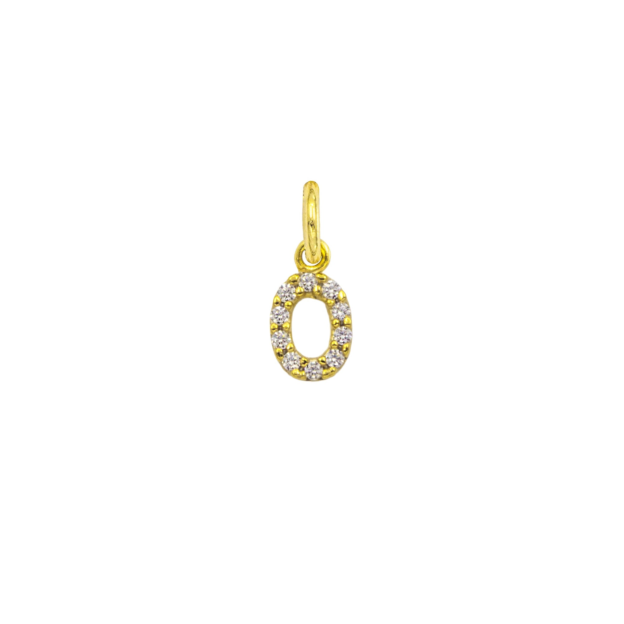 Charm Lettera O in Oro e Zirconi