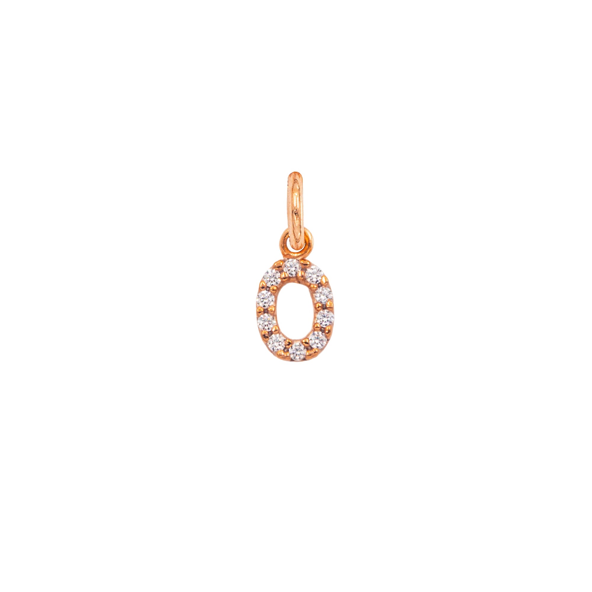 Charm Lettera O in Oro e Zirconi
