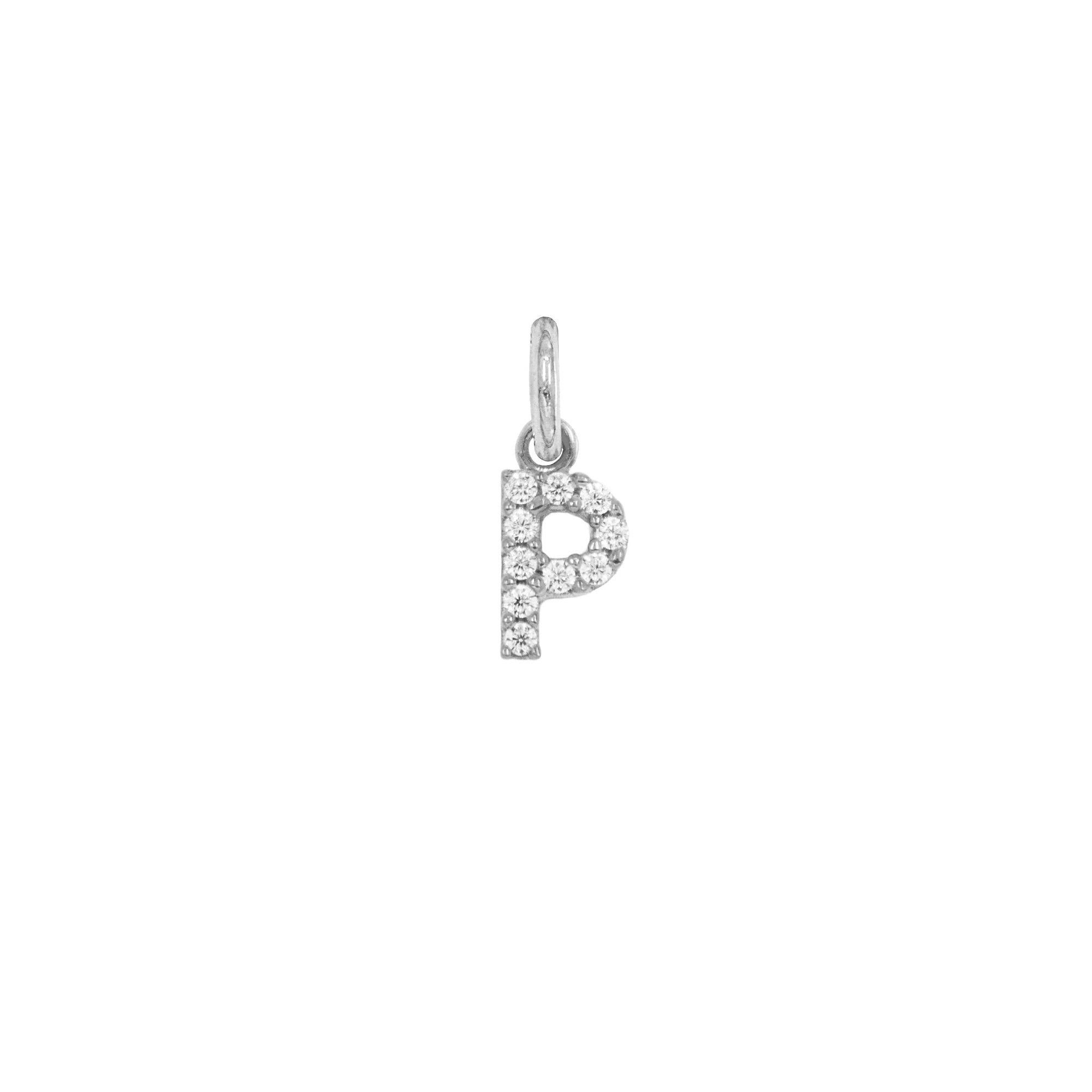 Charm Lettera P in Oro e Zirconi