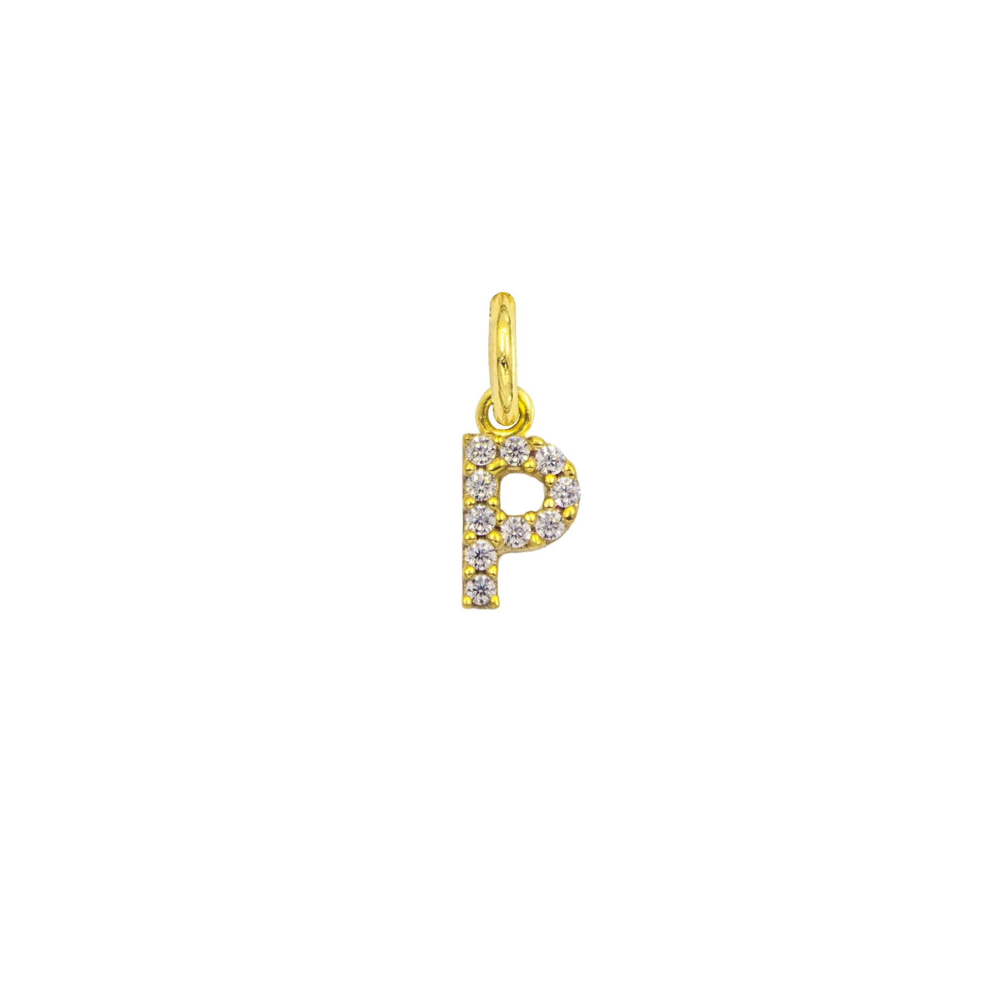 Charm Lettera P in Oro e Zirconi