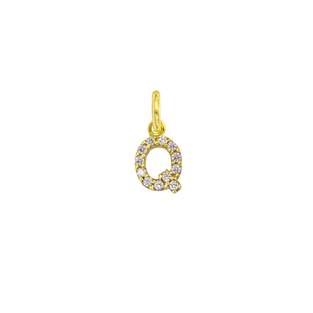Charm Lettera in Oro e Zirconi – Modello 2 Q Oro Giallo
