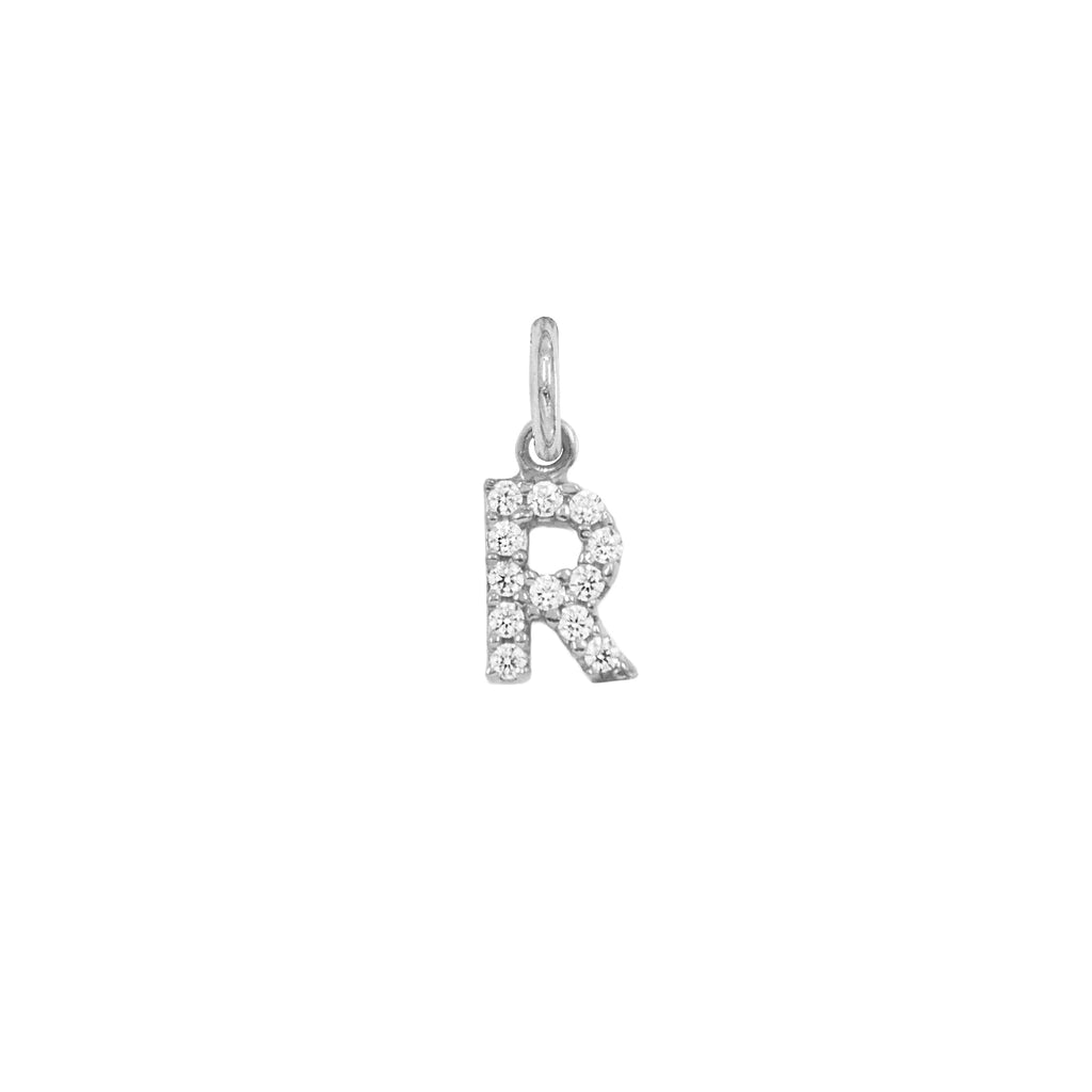 Charm Lettera in Oro e Zirconi – Modello 2 R Oro Bianco
