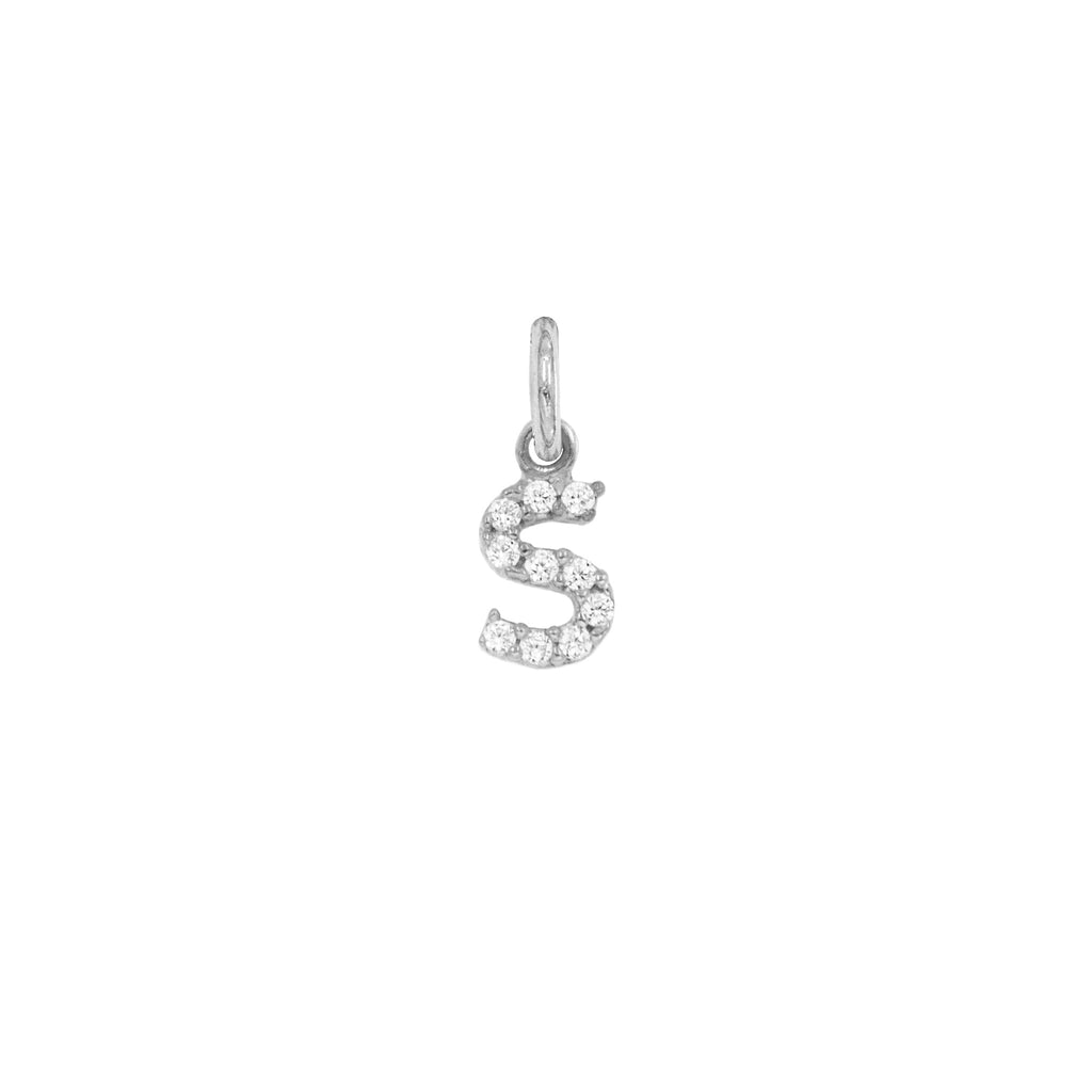 Charm Lettera in Oro e Zirconi – Modello 2 S Oro Bianco