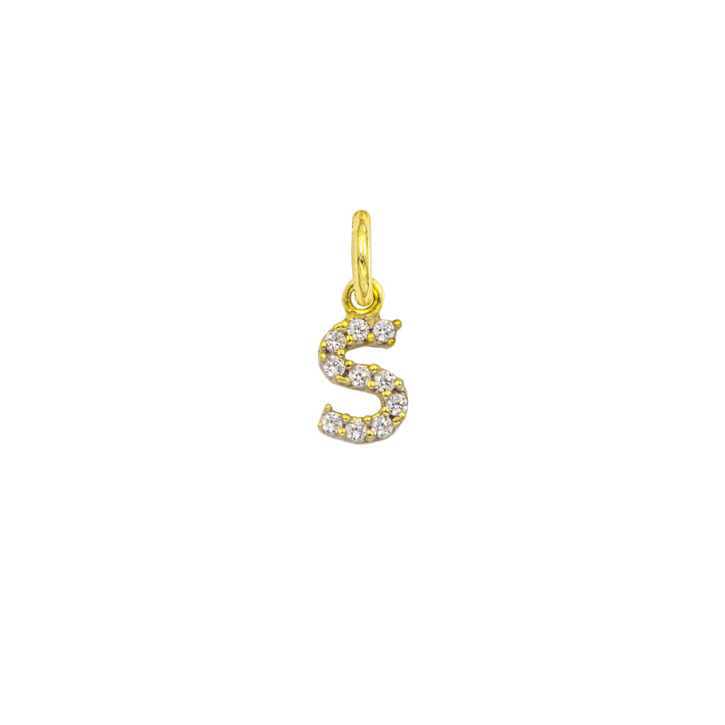 Charm Lettera in Oro e Zirconi – Modello 2 S Oro Giallo