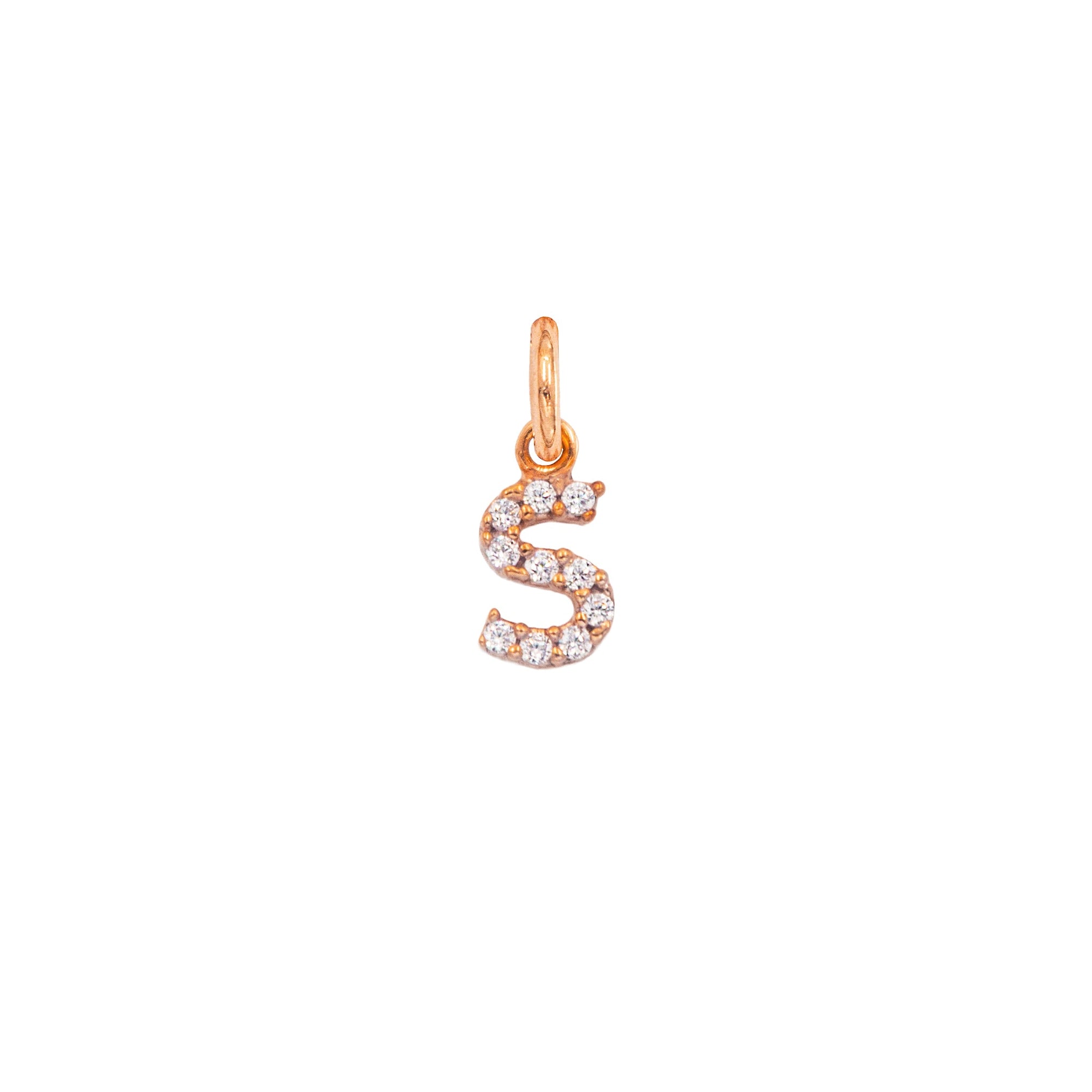 Charm Lettera S in Oro e Zirconi