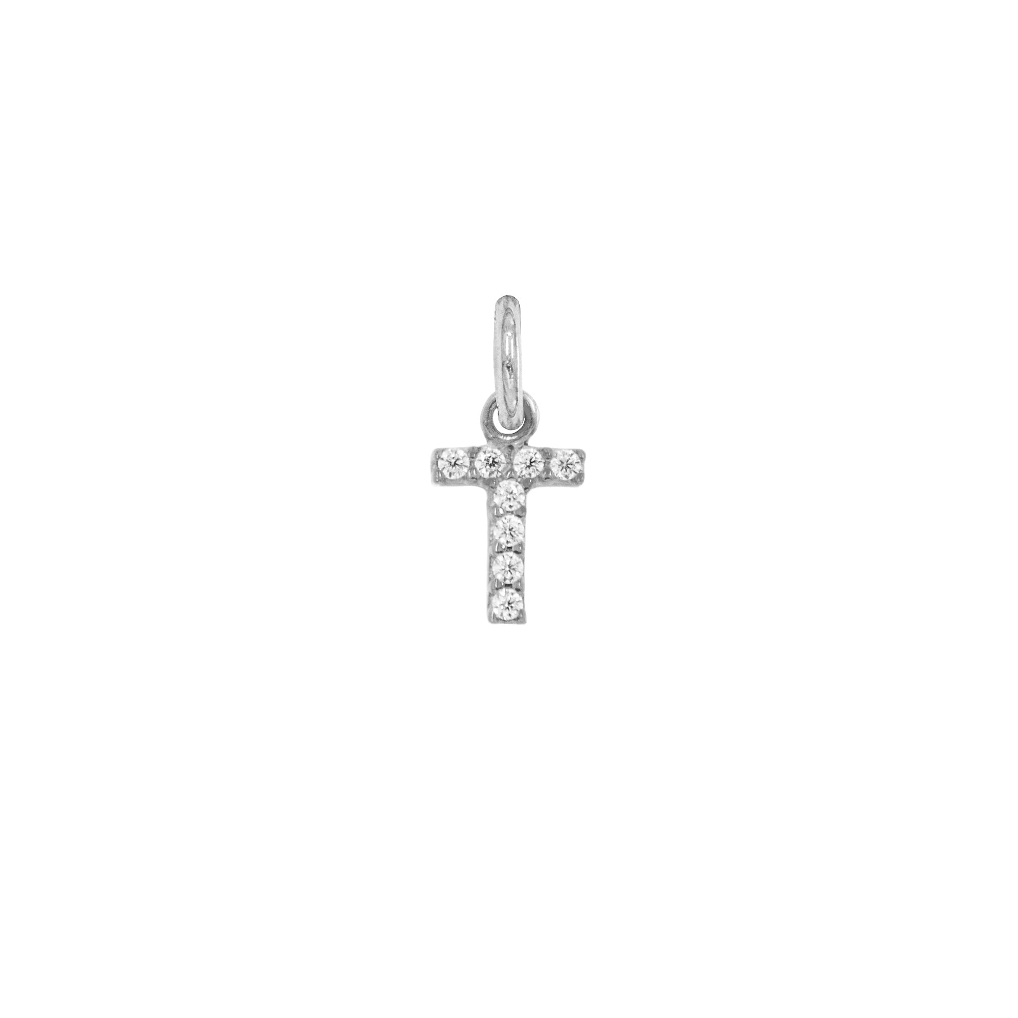 Charm Lettera T in Oro e Zirconi
