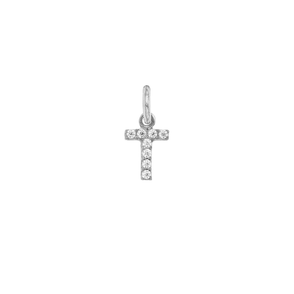 Charm Lettera in Oro e Zirconi – Modello 2 T Oro Bianco