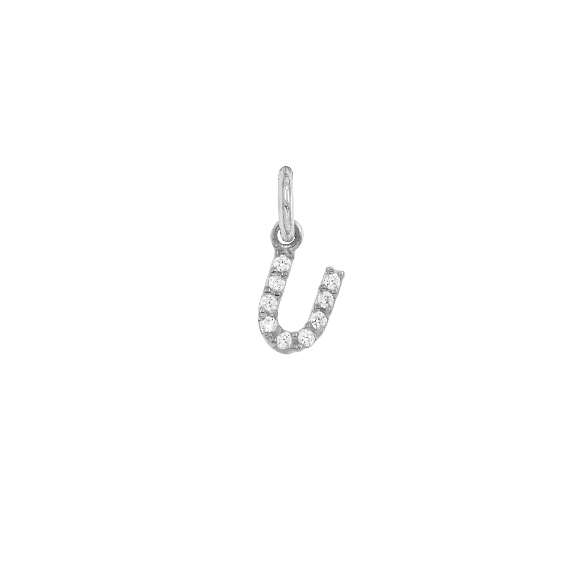 Charm Lettera U in Oro e Zirconi