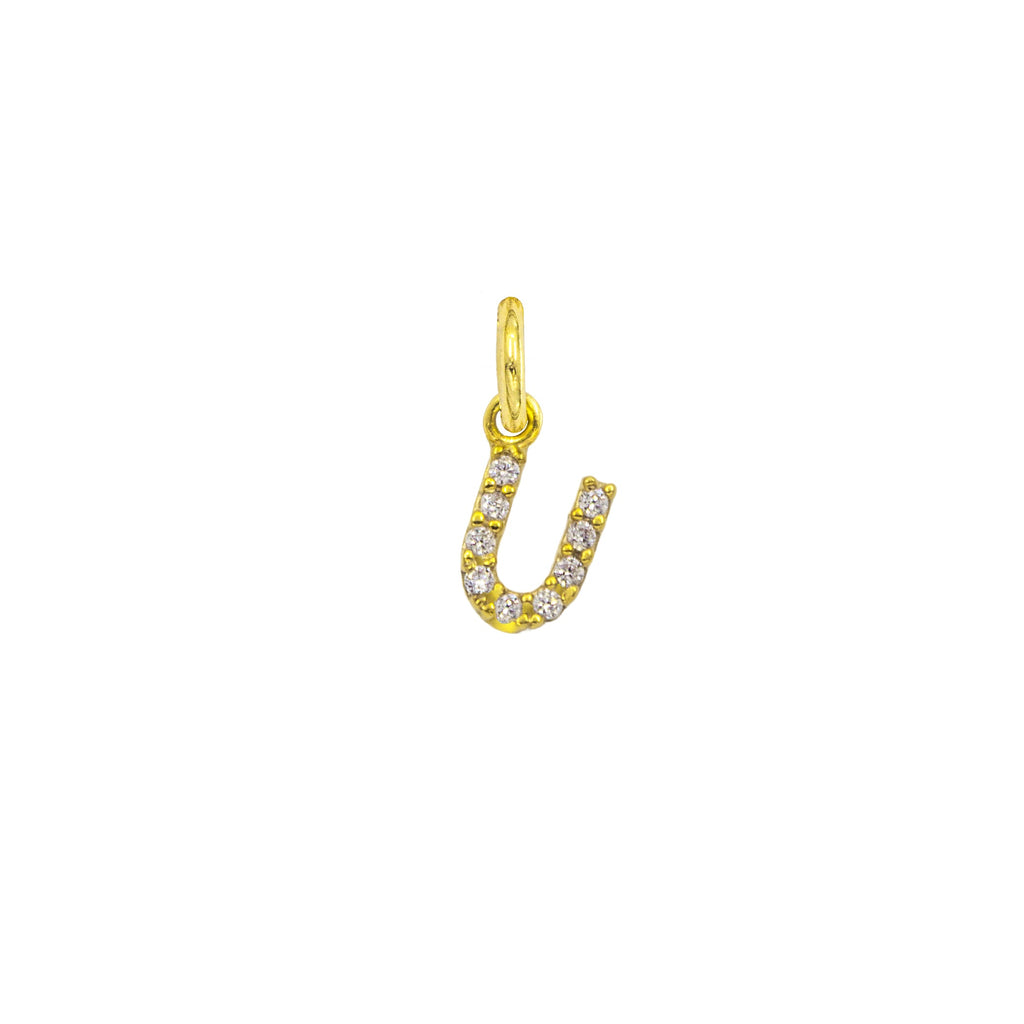 Charm Lettera in Oro e Zirconi – Modello 2 U Oro Giallo