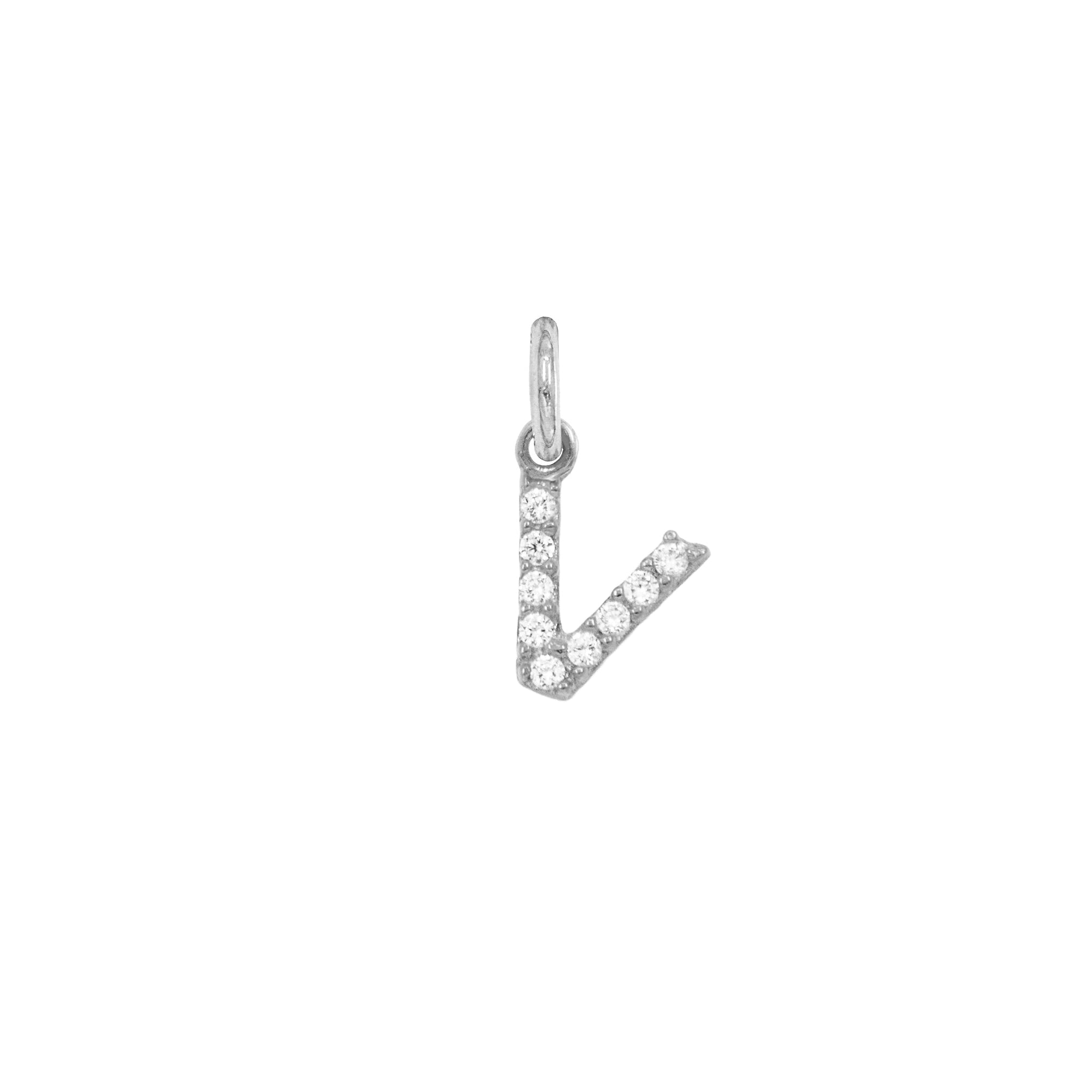 Charm Lettera V in Oro e Zirconi