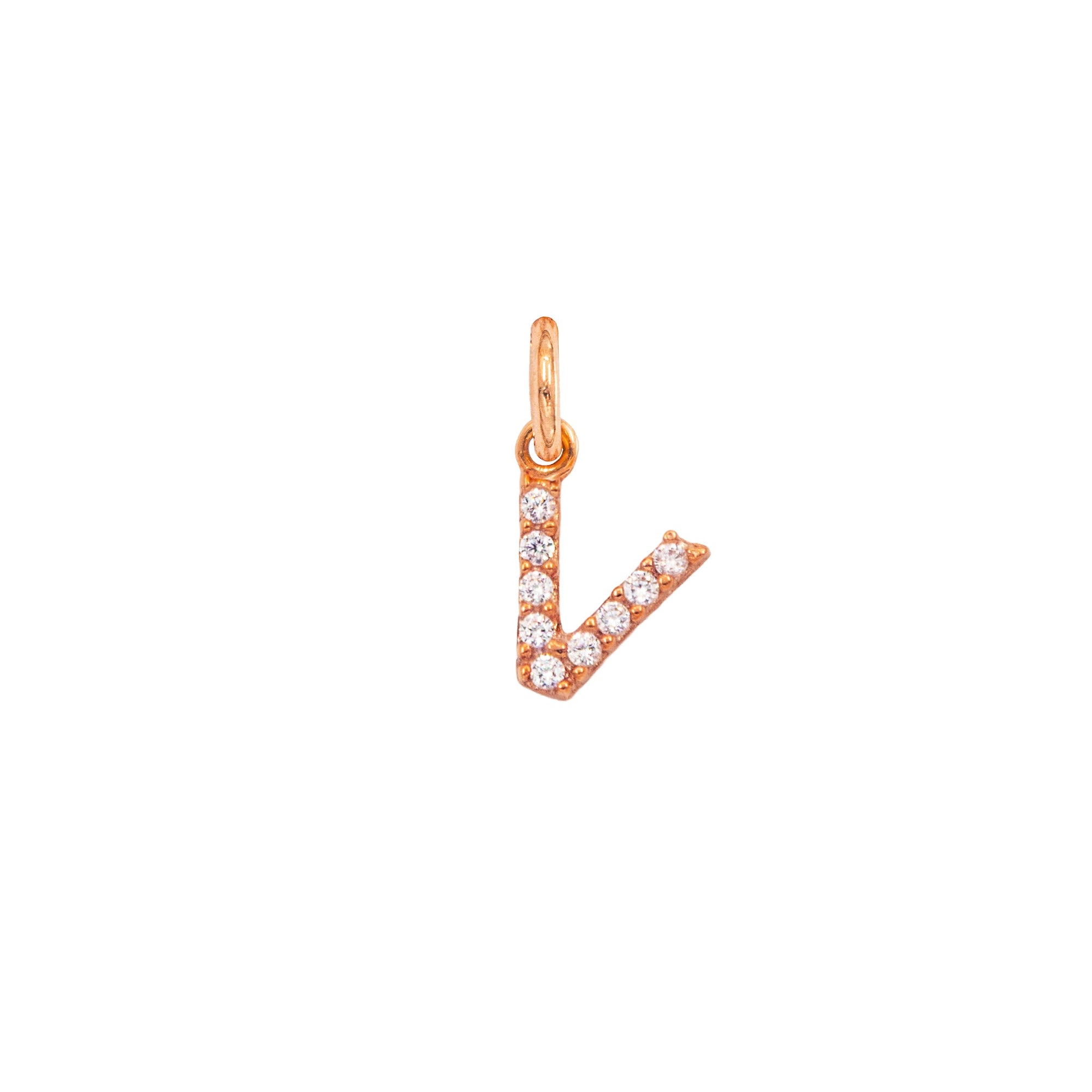 Charm Lettera V in Oro e Zirconi